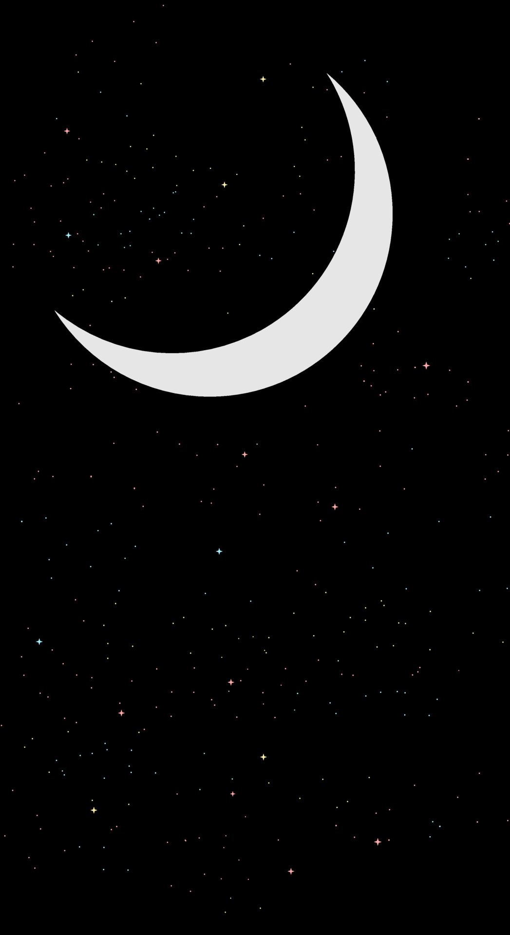 Galaxy illustration in flat style with design moon and stars in night view. Aesthetic and beautiful dark background. Banner for mobile phone screen saver theme, lock screen and wallpaper. Vector