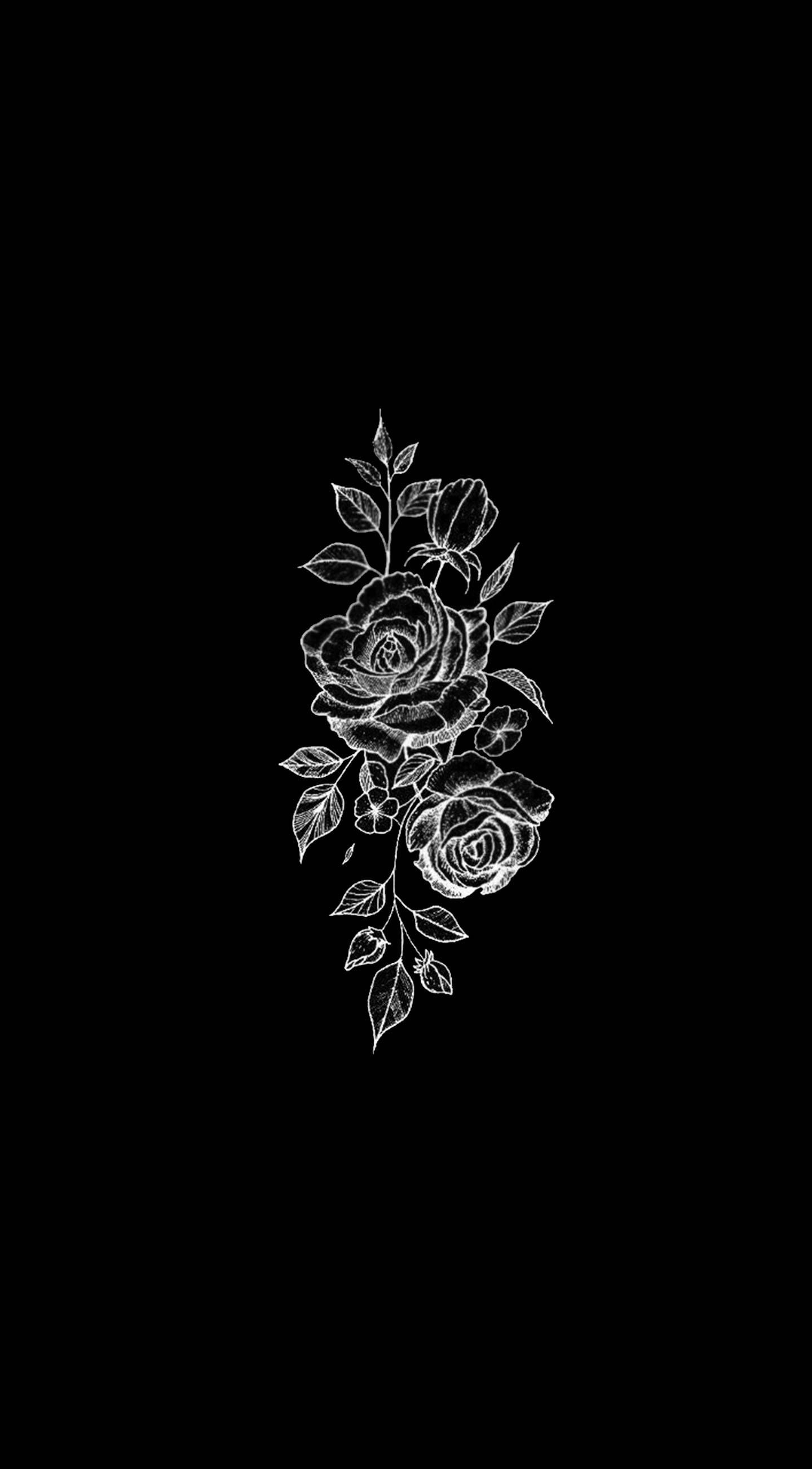 Download Beautiful Rose Minimalist Black Phone Wallpaper