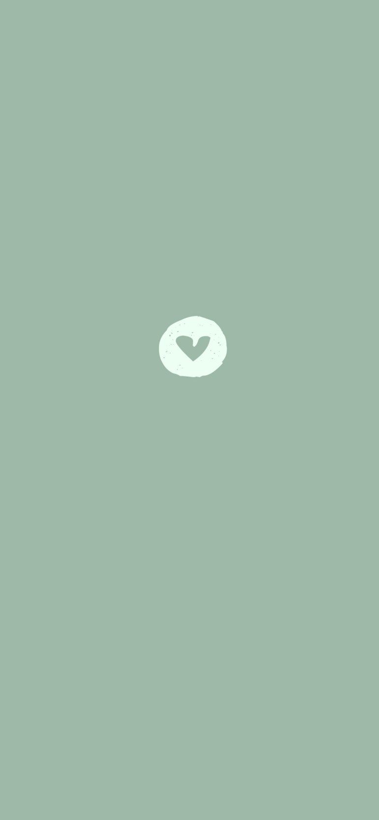 A simple, minimalist phone wallpaper with a white heart on a light green background - Soft green
