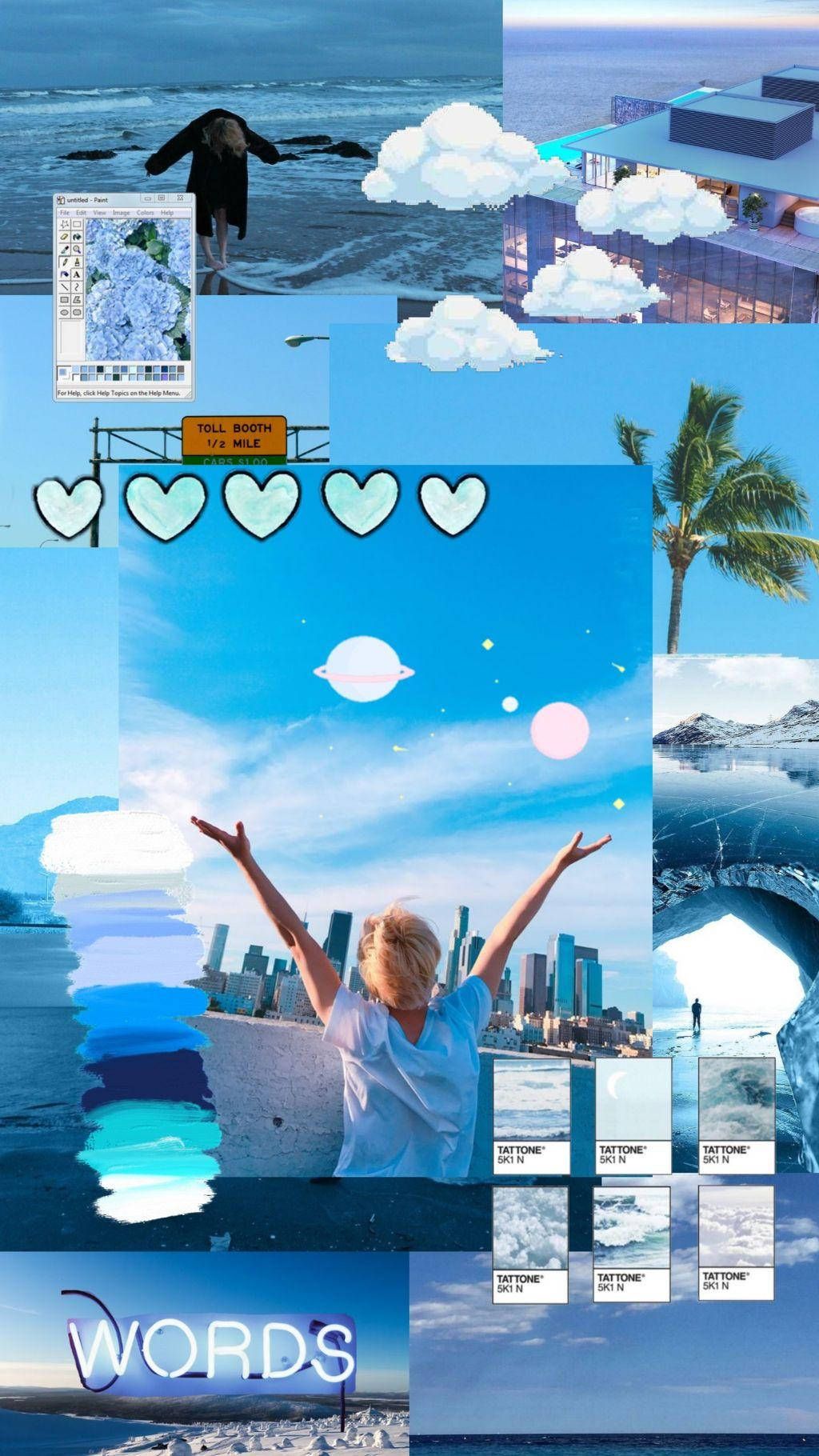 Download Jimin Aesthetic In Blue Collage Wallpaper