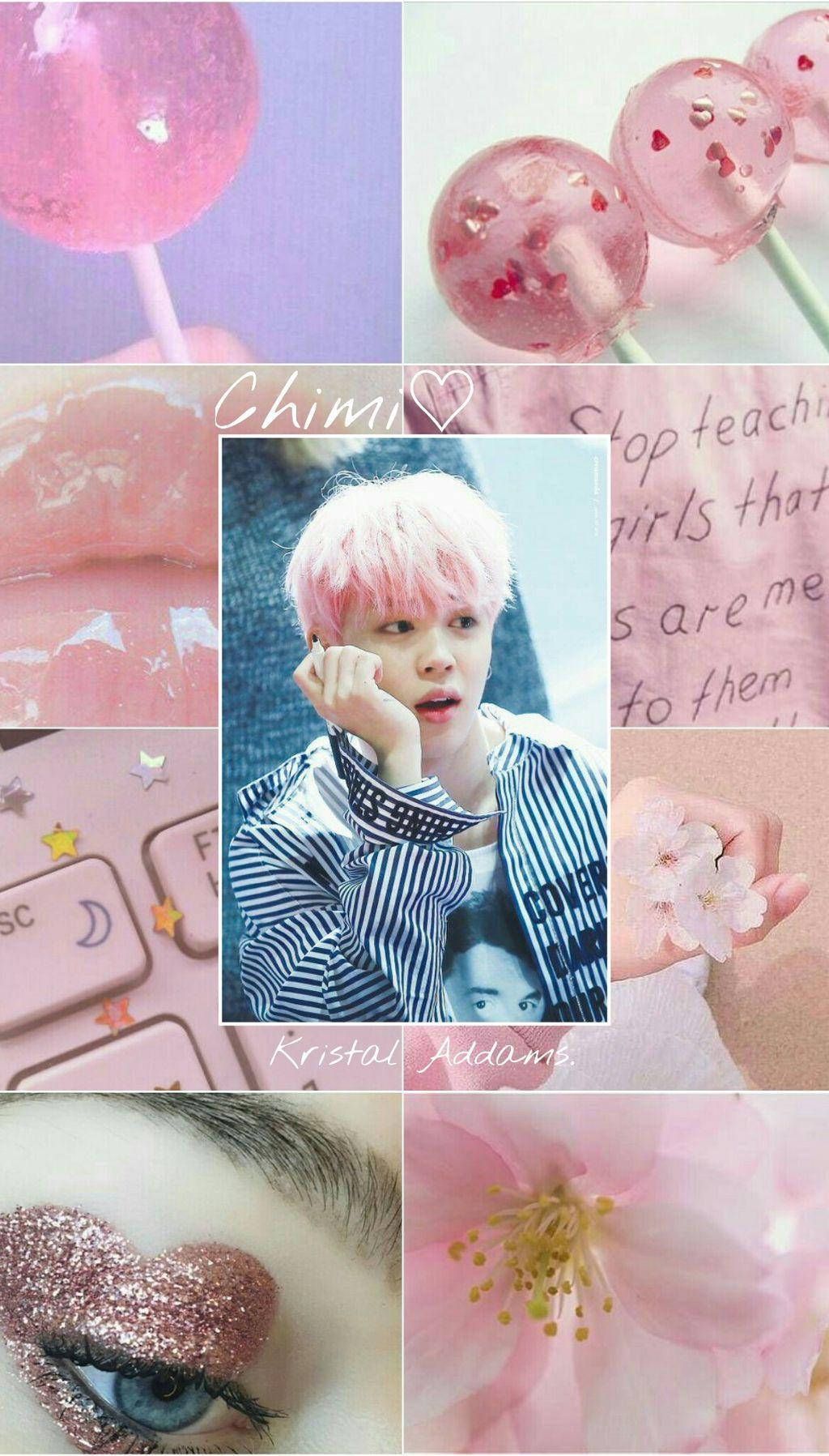 A collage of pictures with pink and purple - Pink collage, Jimin