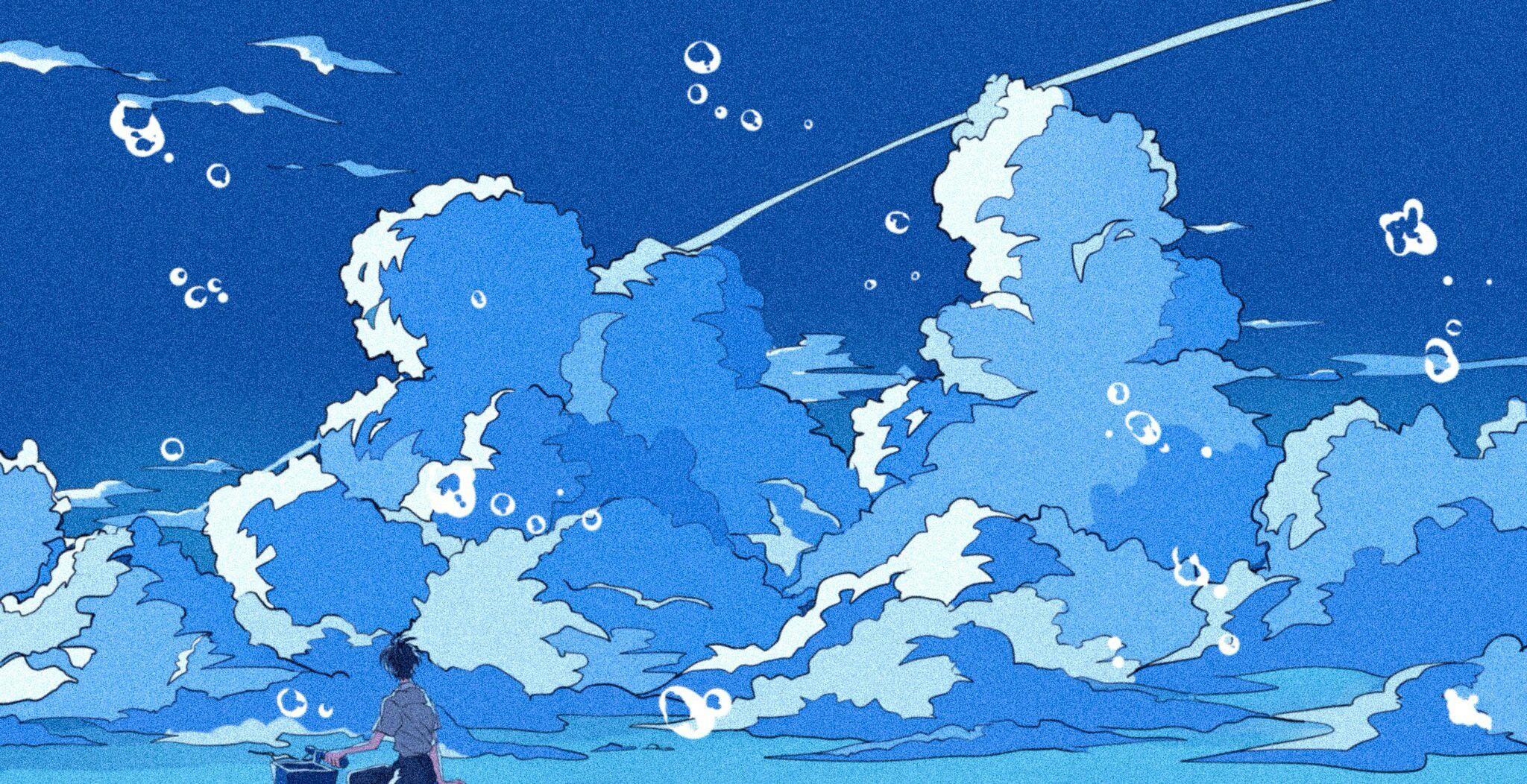 Blue Aesthetic Anime Desktop Wallpaper