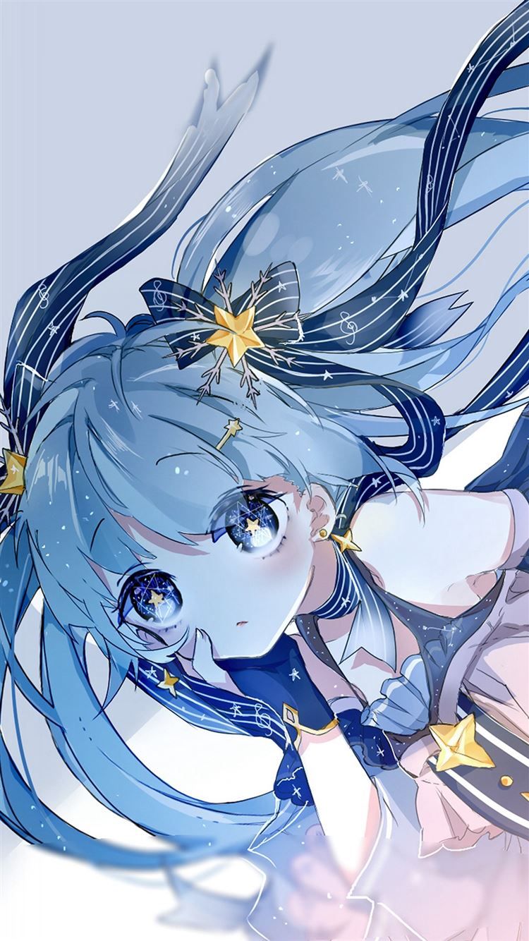 1242x2208 anime girl blue hair starry sky wallpaper for iPhone 11 Pro Max - Blue anime, anime girl