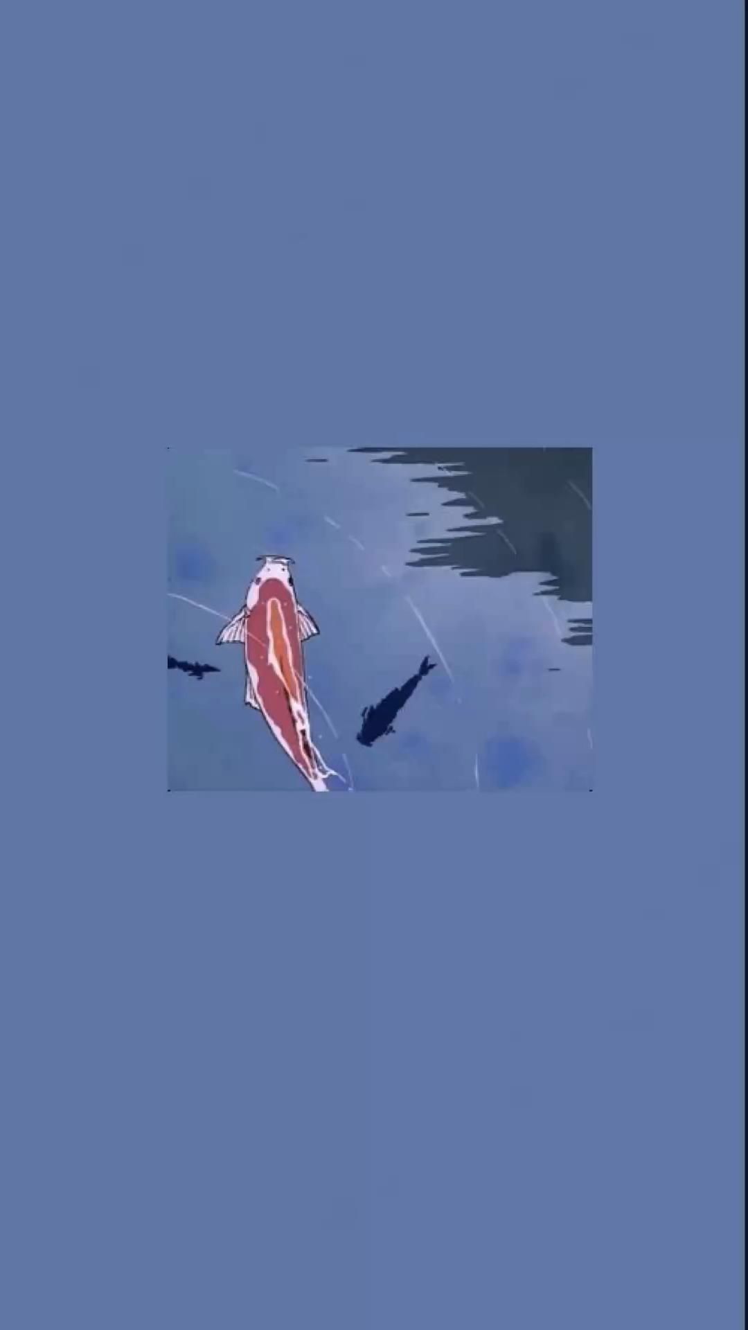 A picture of a fish swimming in a pond - Blue anime