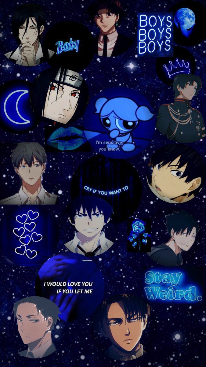 Blue aesthetic wallpaper for phone or desktop. I made this - Blue anime, anime