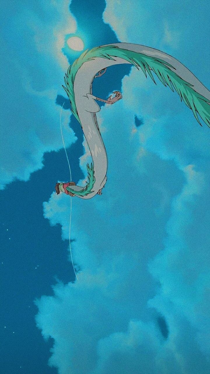 A cartoon of an animal flying in the sky - Blue anime
