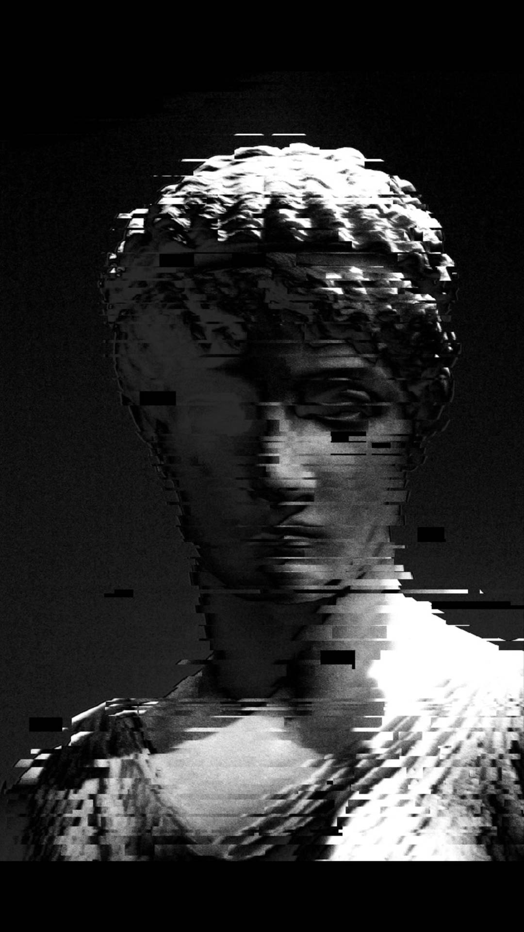 Glitchy image of a sculpture of a woman's head - Greek statue, statue