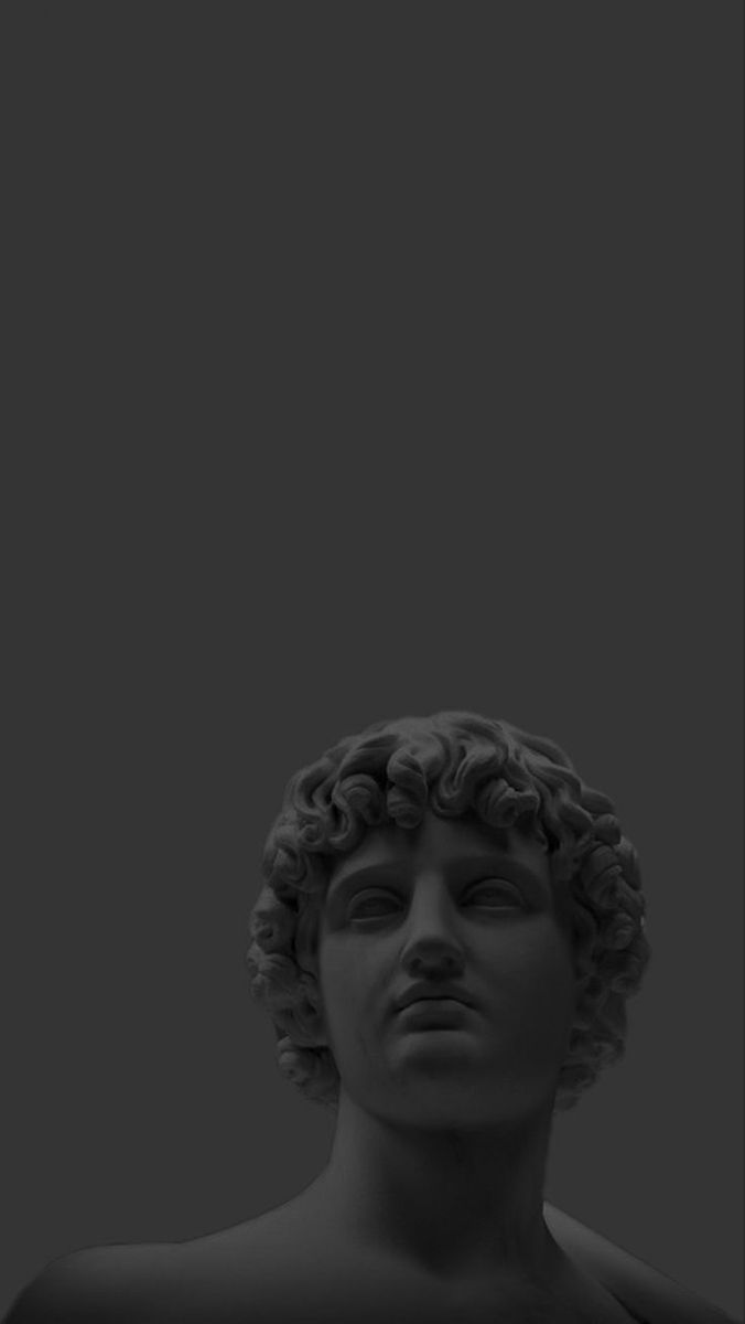 Black and white image of a sculpture of a man's head - Greek statue, statue
