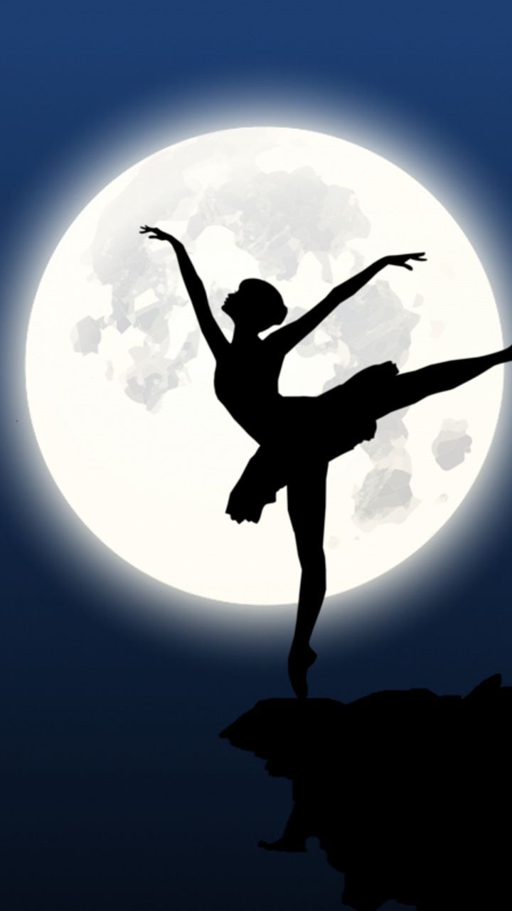 Silhouette of a ballerina in front of a full moon - Dance