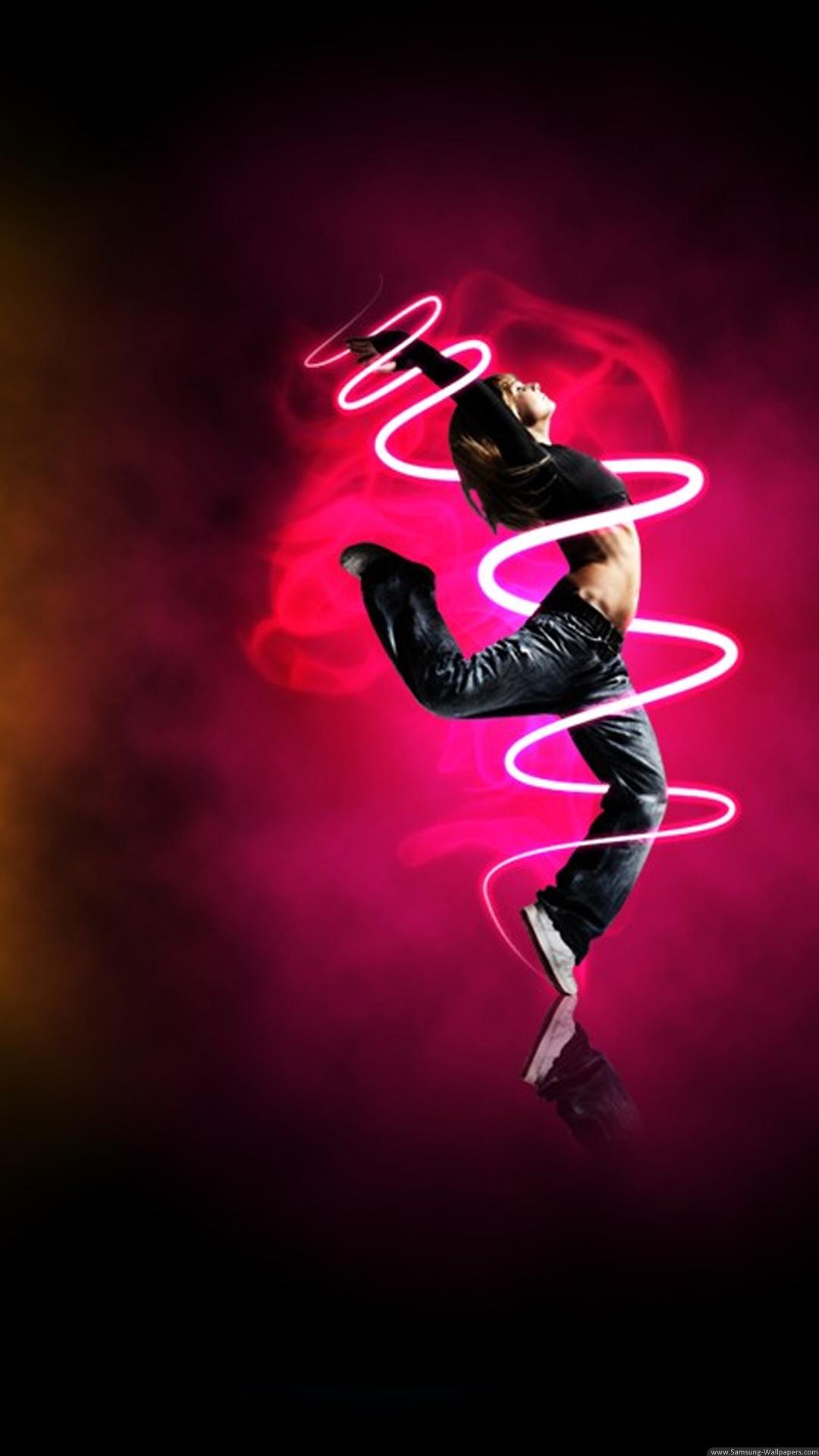 IPhone wallpaper with neon lights of a man dancing - Dance