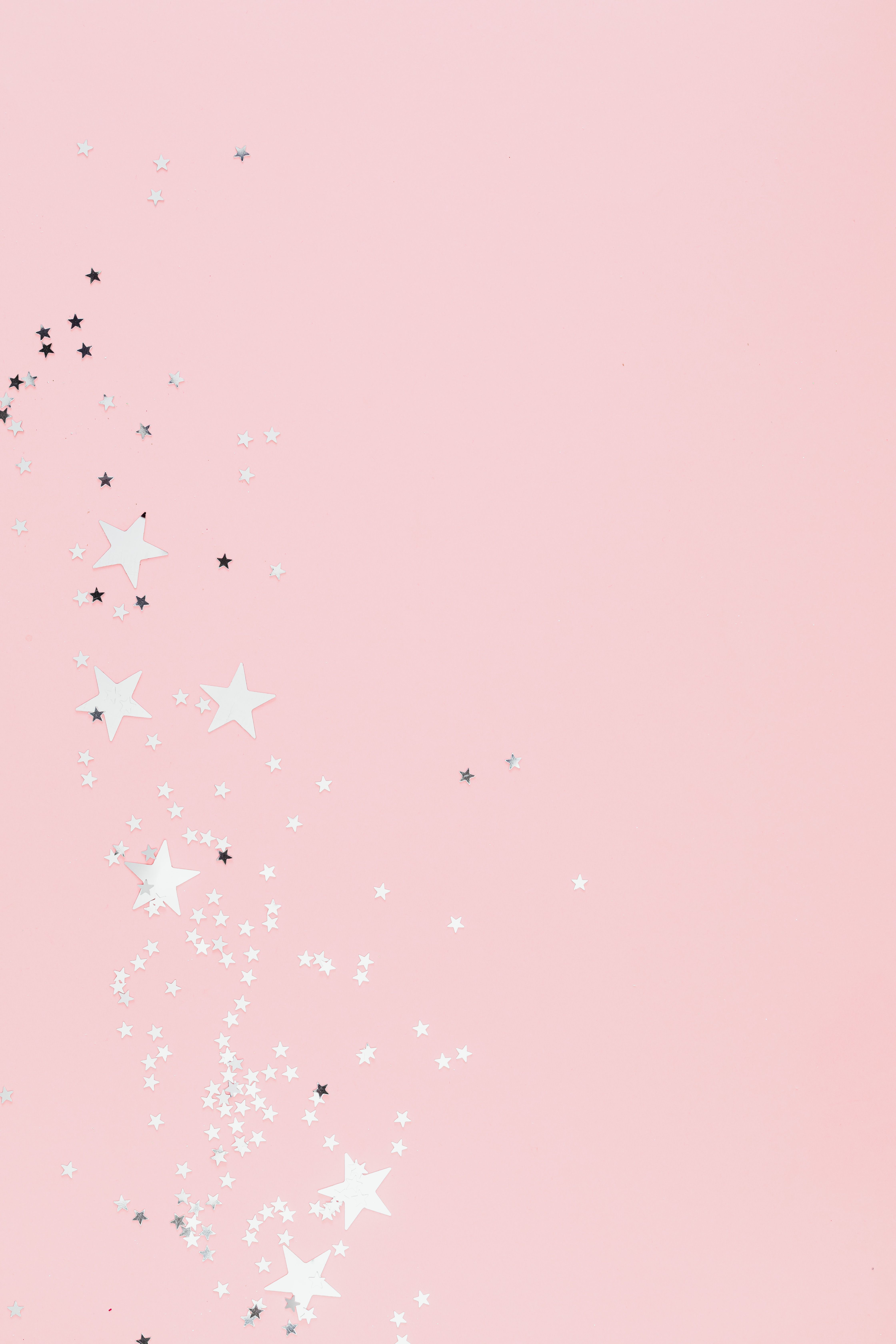 Pink background with silver stars. - Pink, pastel pink, birthday, stars