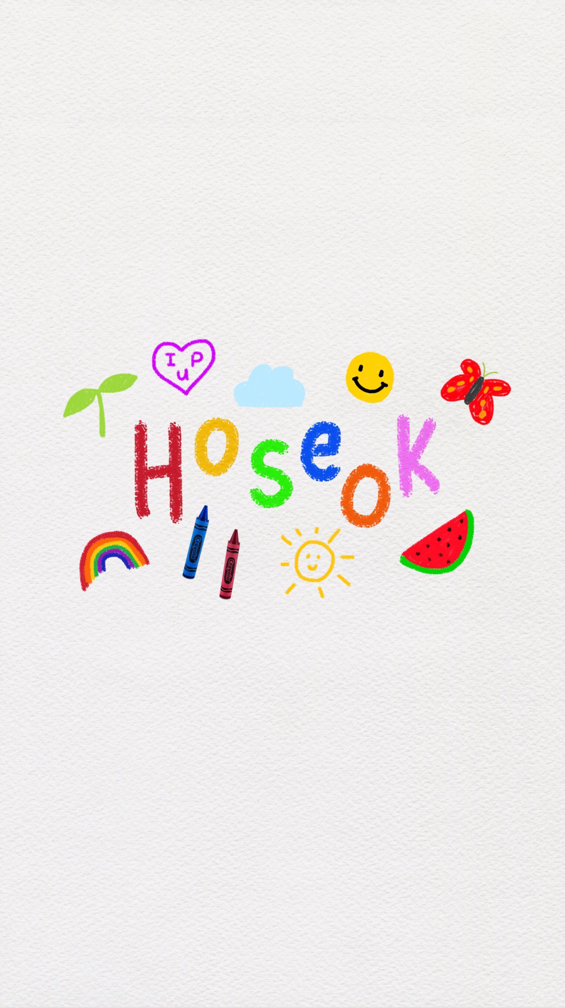IPhone wallpaper with the word Hoseok written in crayon - Kidcore