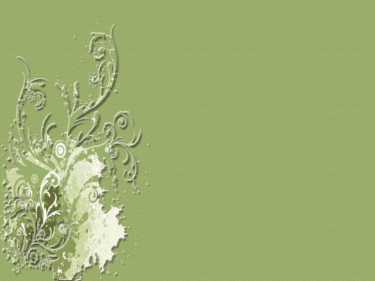 A green background with a white floral design on the left - Sage green