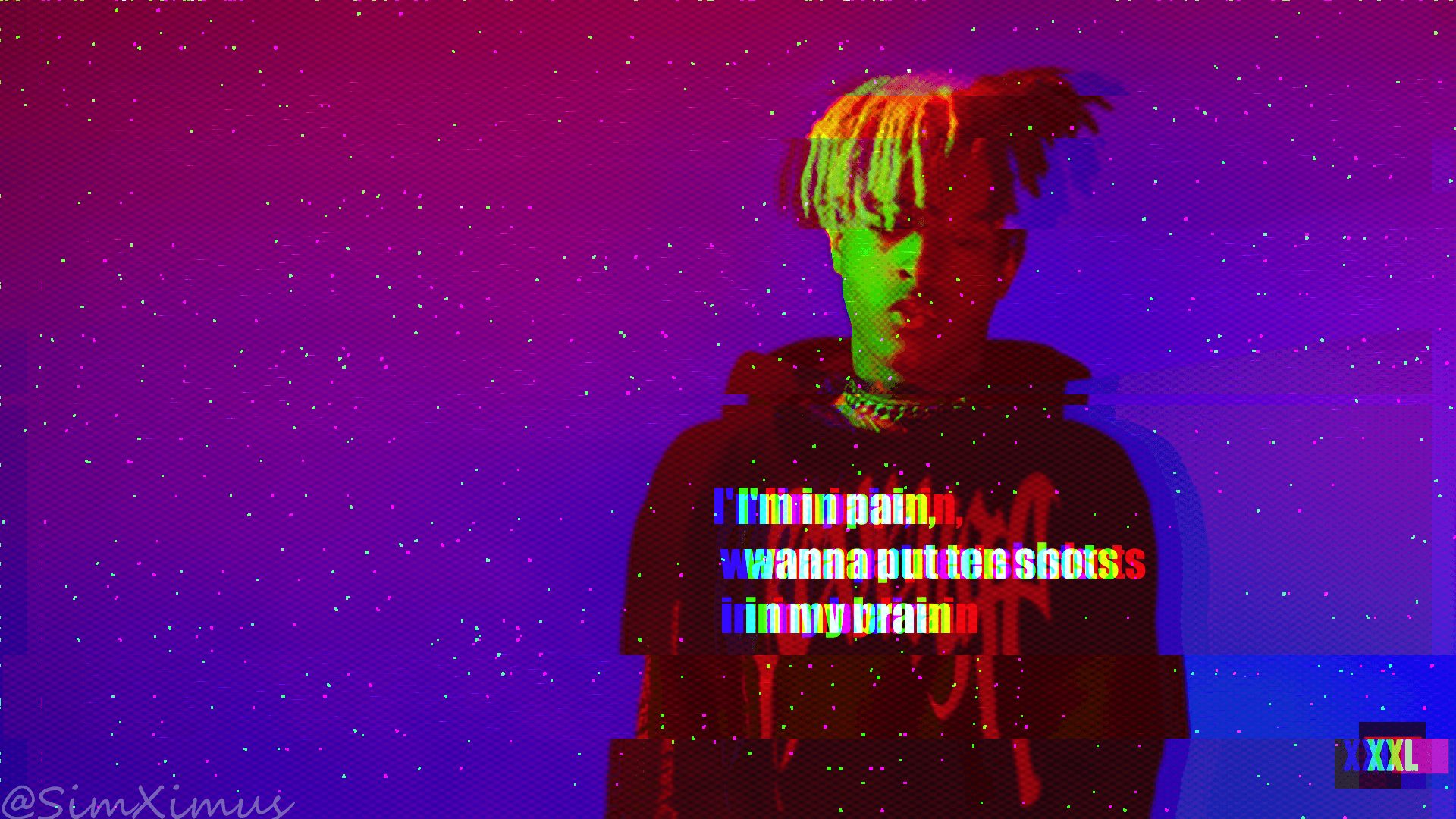 A person with colorful hair and the words i am - XXXTentacion