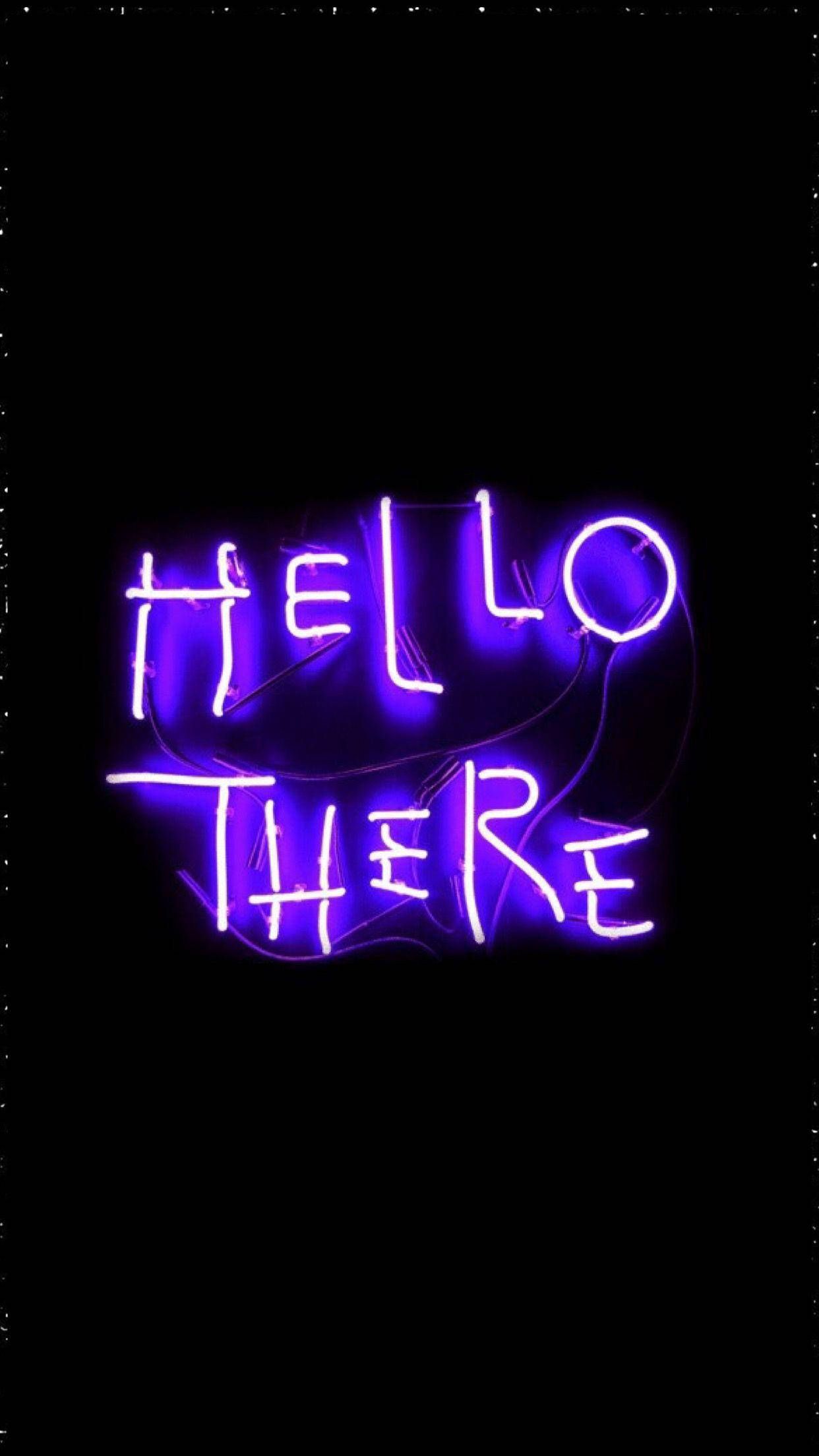 Download Hello There Black Neon Aesthetic Wallpaper