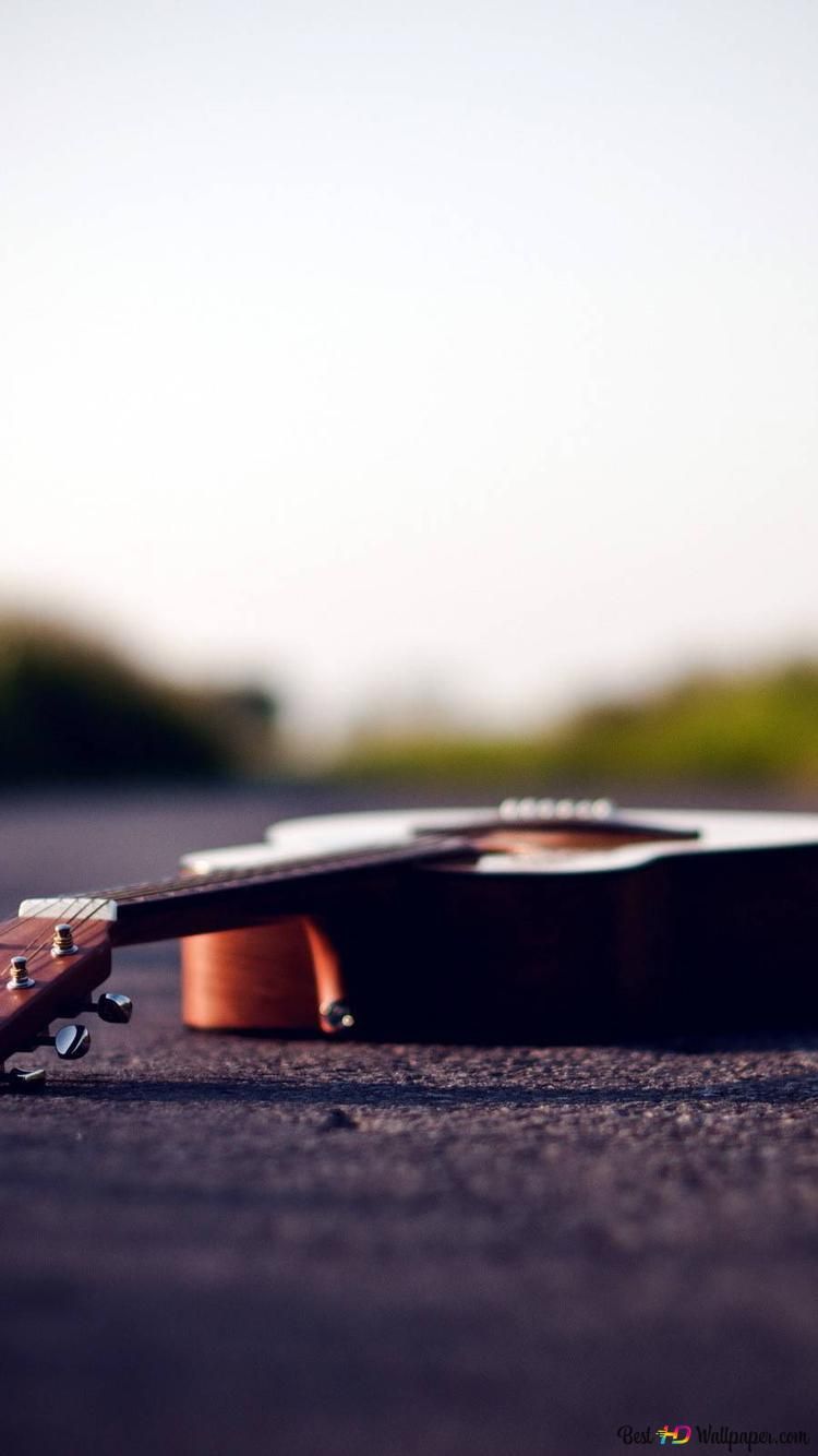 Acoustic guitar on the road wallpaper - Music