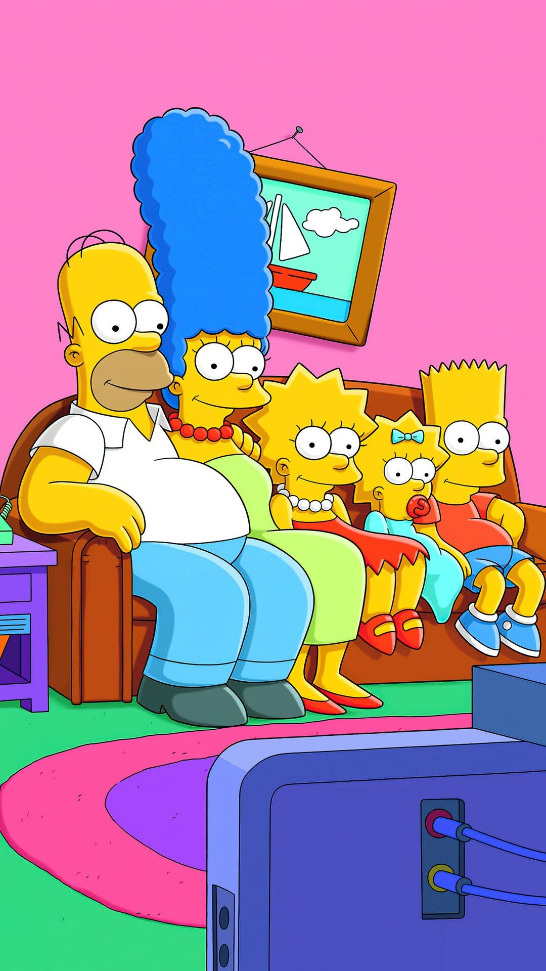The Simpsons family watching TV on the couch - The Simpsons
