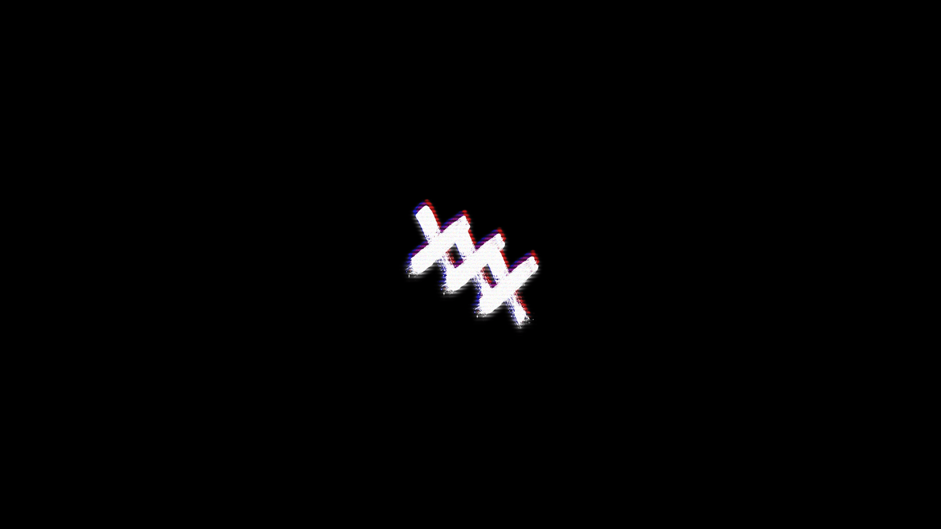 A black background with a white and red graphic of a lightning bolt in the center. - XXXTentacion