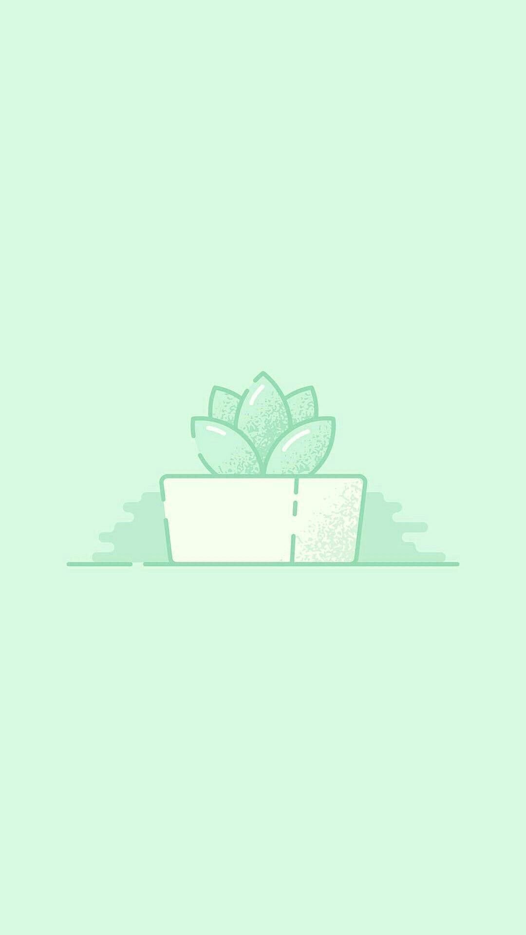 A green plant in the corner of an image - Mint green, pastel green