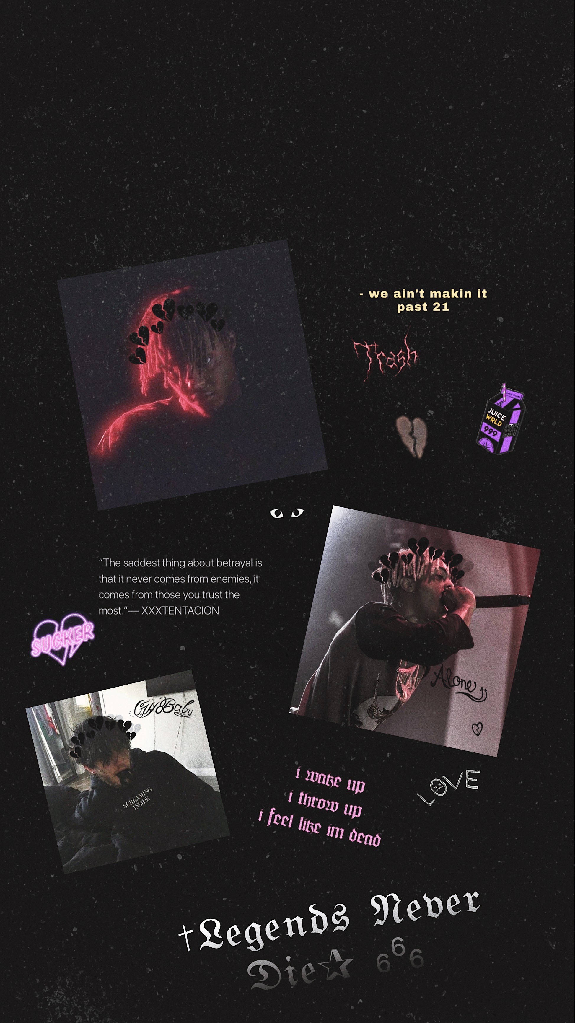 A collage of images of xxxtentacion with a black background - XXXTentacion