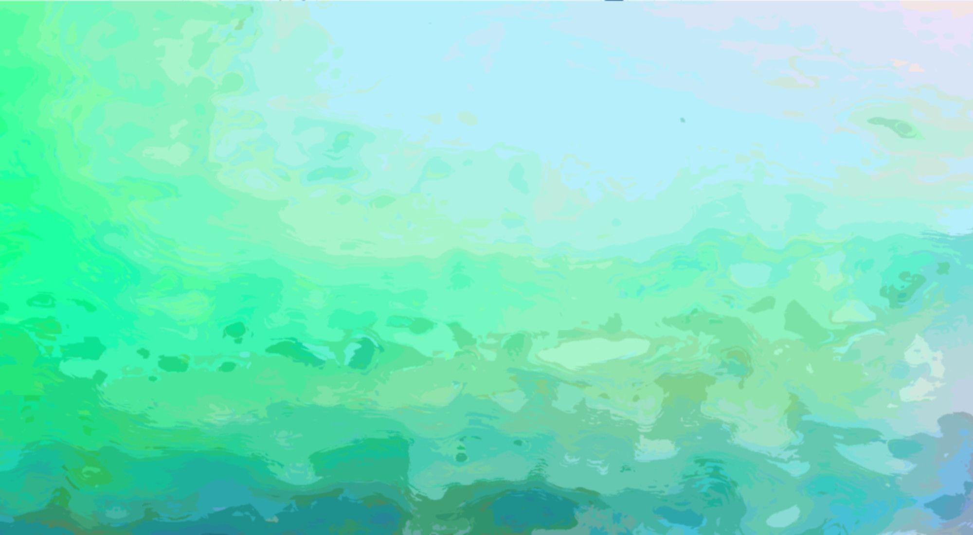 A painting of a green and blue abstract piece - Light green, mint green, green, pastel green