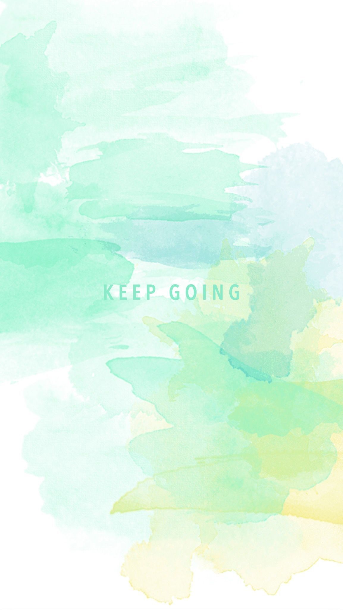 A watercolor painting with the words keep going - Watercolor, mint green, pastel green