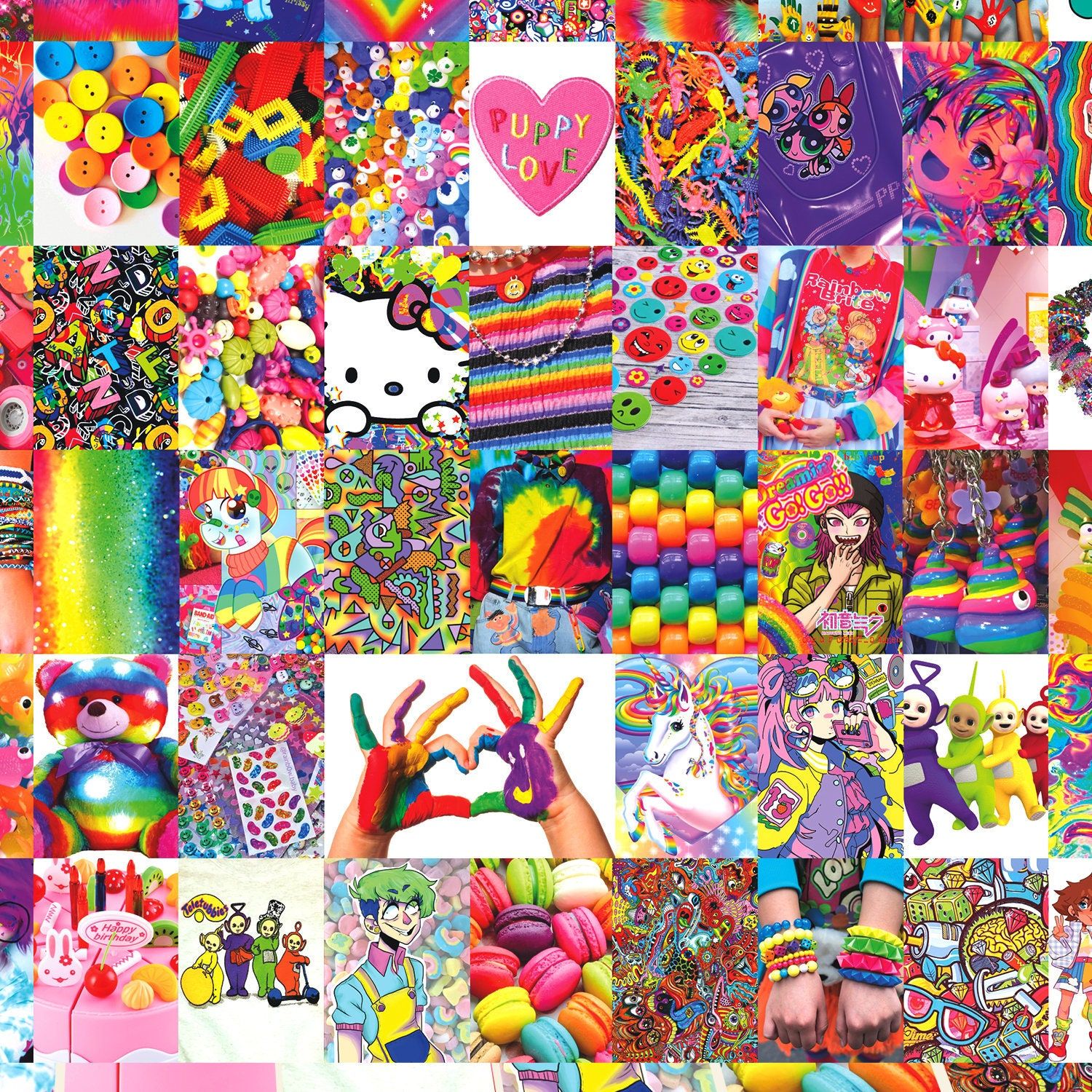 A collage of many different colorful pictures - Kidcore