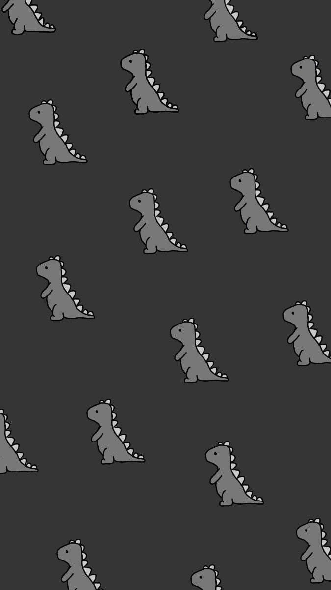 A dark gray phone wallpaper with baby dinosaurs - Dinosaur