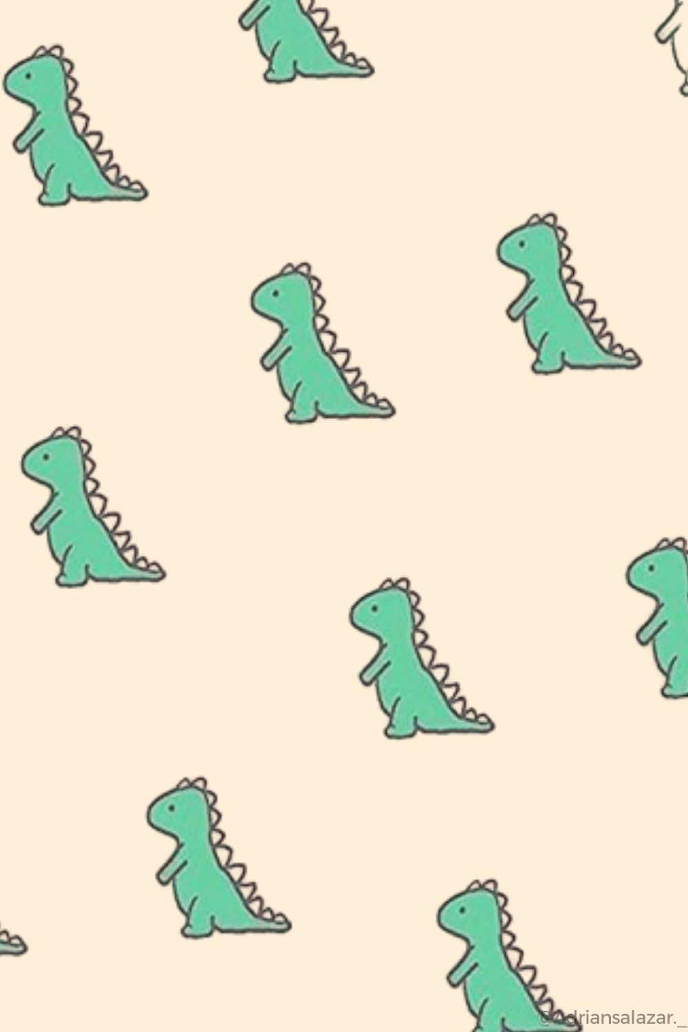 A pattern of green dinosaurs on beige background - Dinosaur