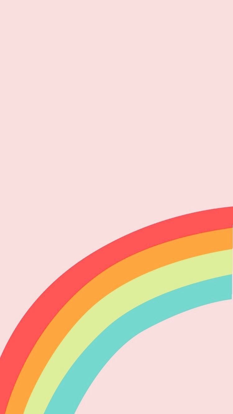 A colorful rainbow on a pink background - Rainbows, pastel rainbow