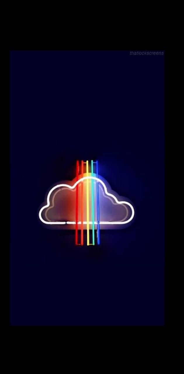 Rainbow neon cloud wallpaper