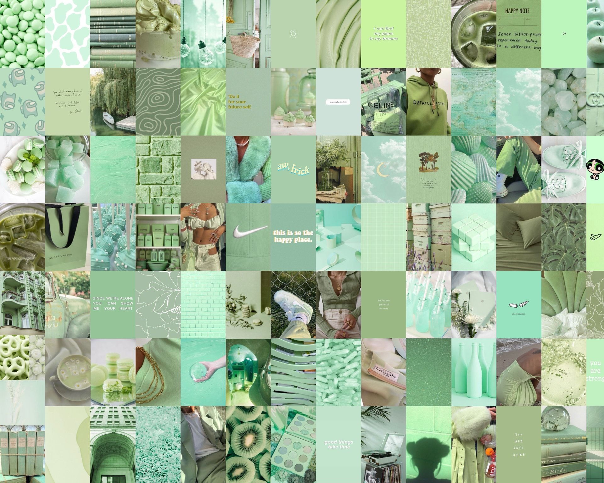 Mint Green Wall Collage Kit Sage Green Collage Kit Green