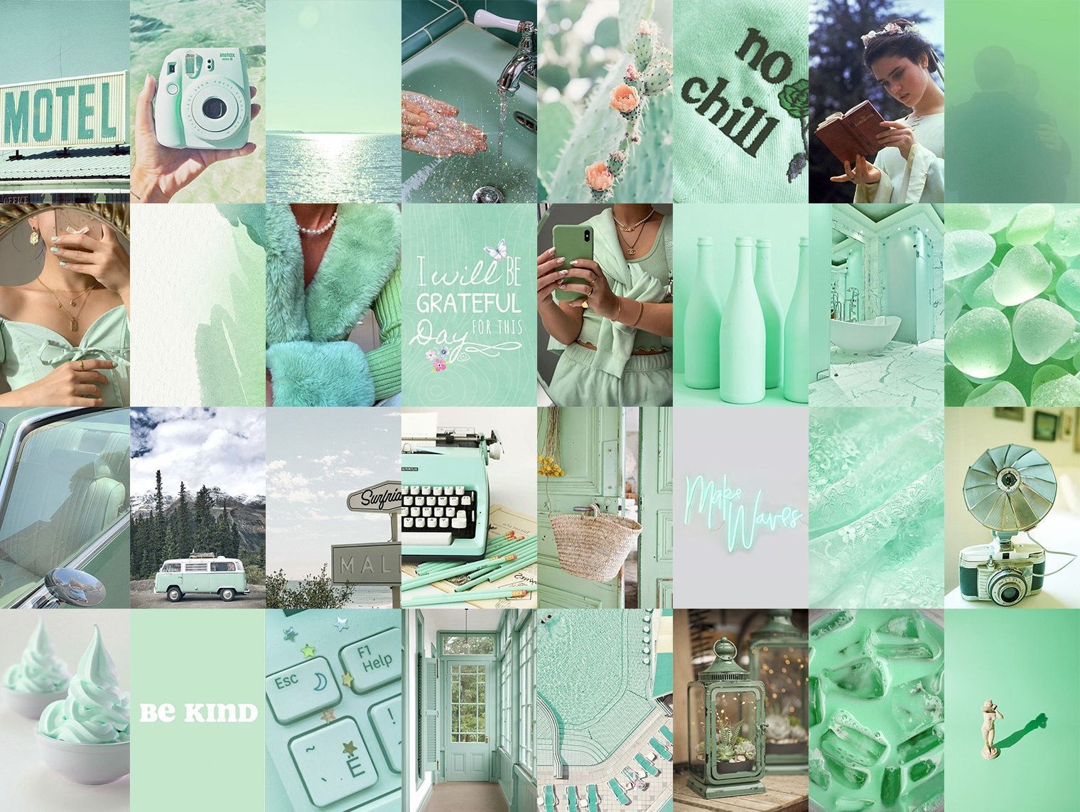 Mint Green Wall Collage Kit Green Aesthetic Wall Collage New Zealand
