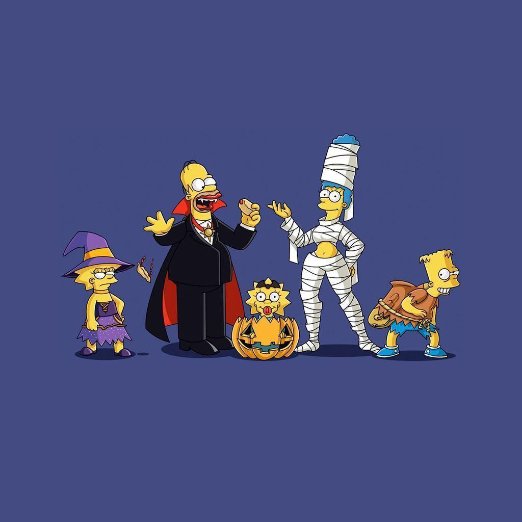 Simpsons family dressed in halloween costumes on a blue background - The Simpsons