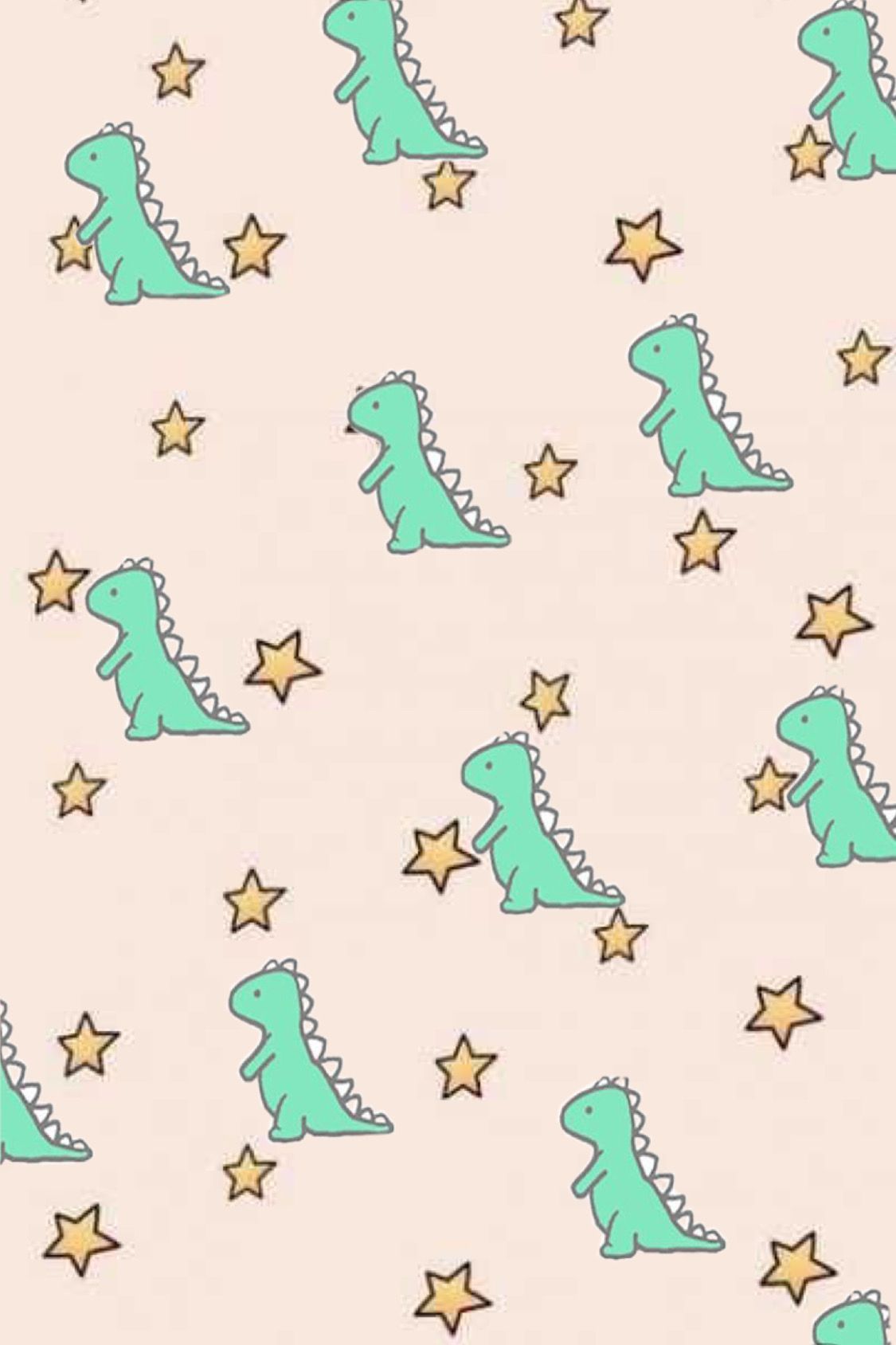 Seamless pattern with cute dinosaurs and stars - Dinosaur