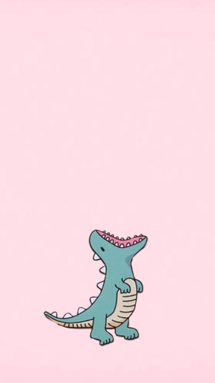 A cute little blue dinosaur on pink background - Dinosaur