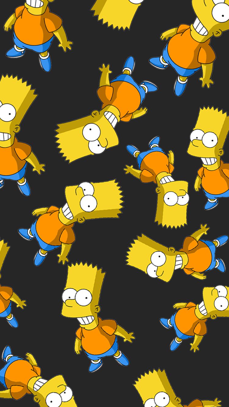 A pattern of simpsons characters on black background - The Simpsons, Bart Simpson