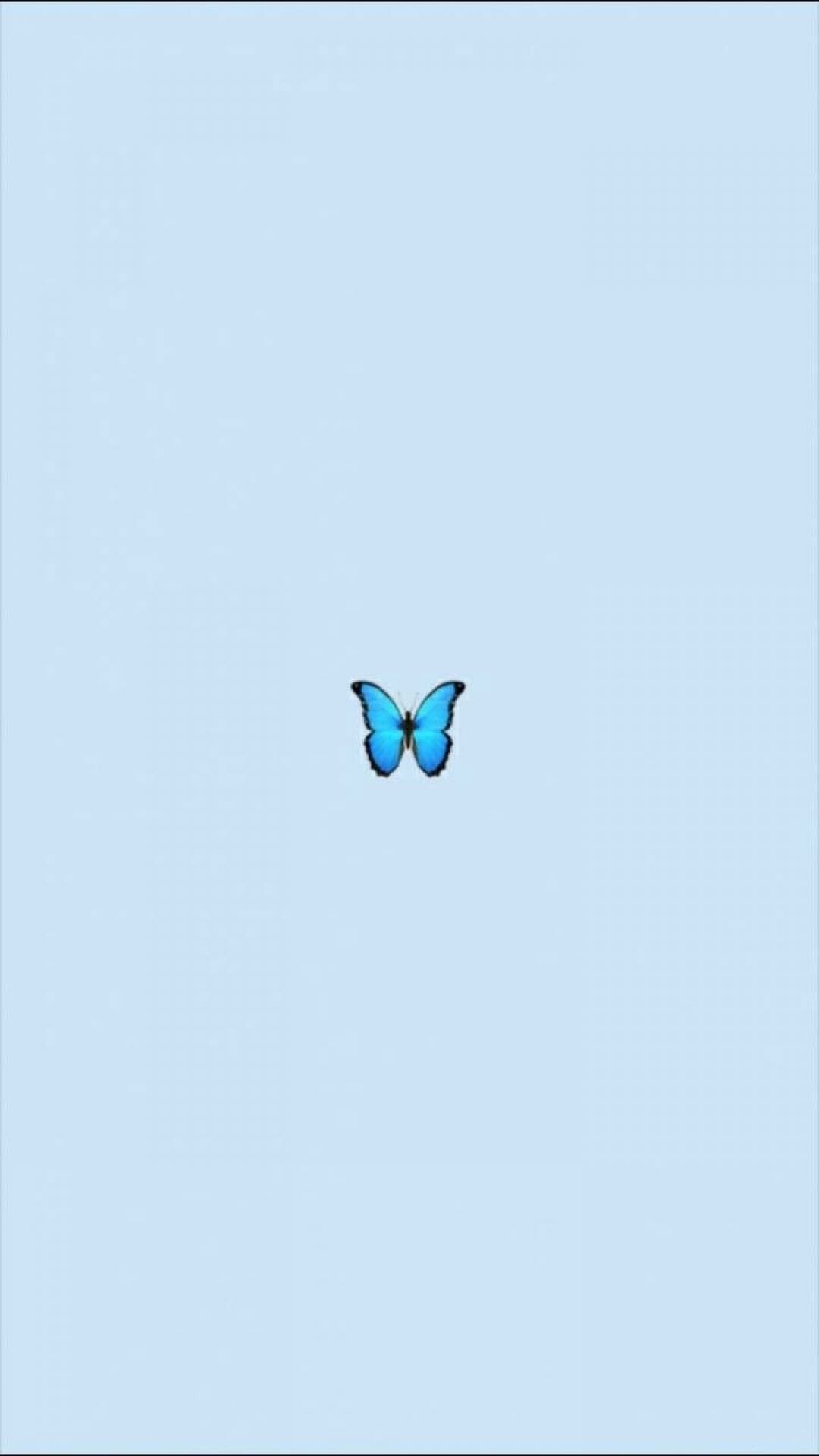 A blue butterfly emoji on a light blue background - VSCO, butterfly