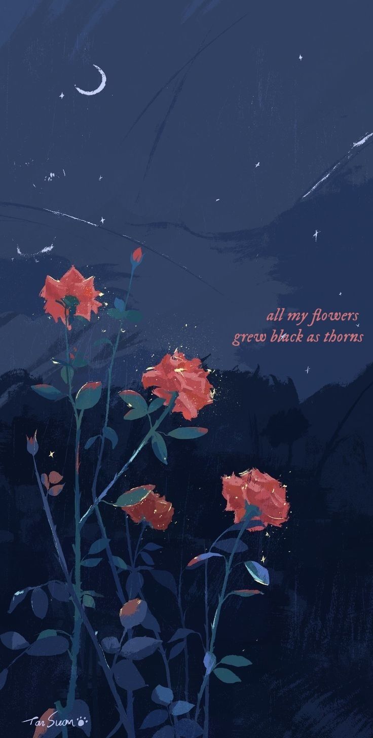 A painting of roses with the moon in front - Taylor Swift