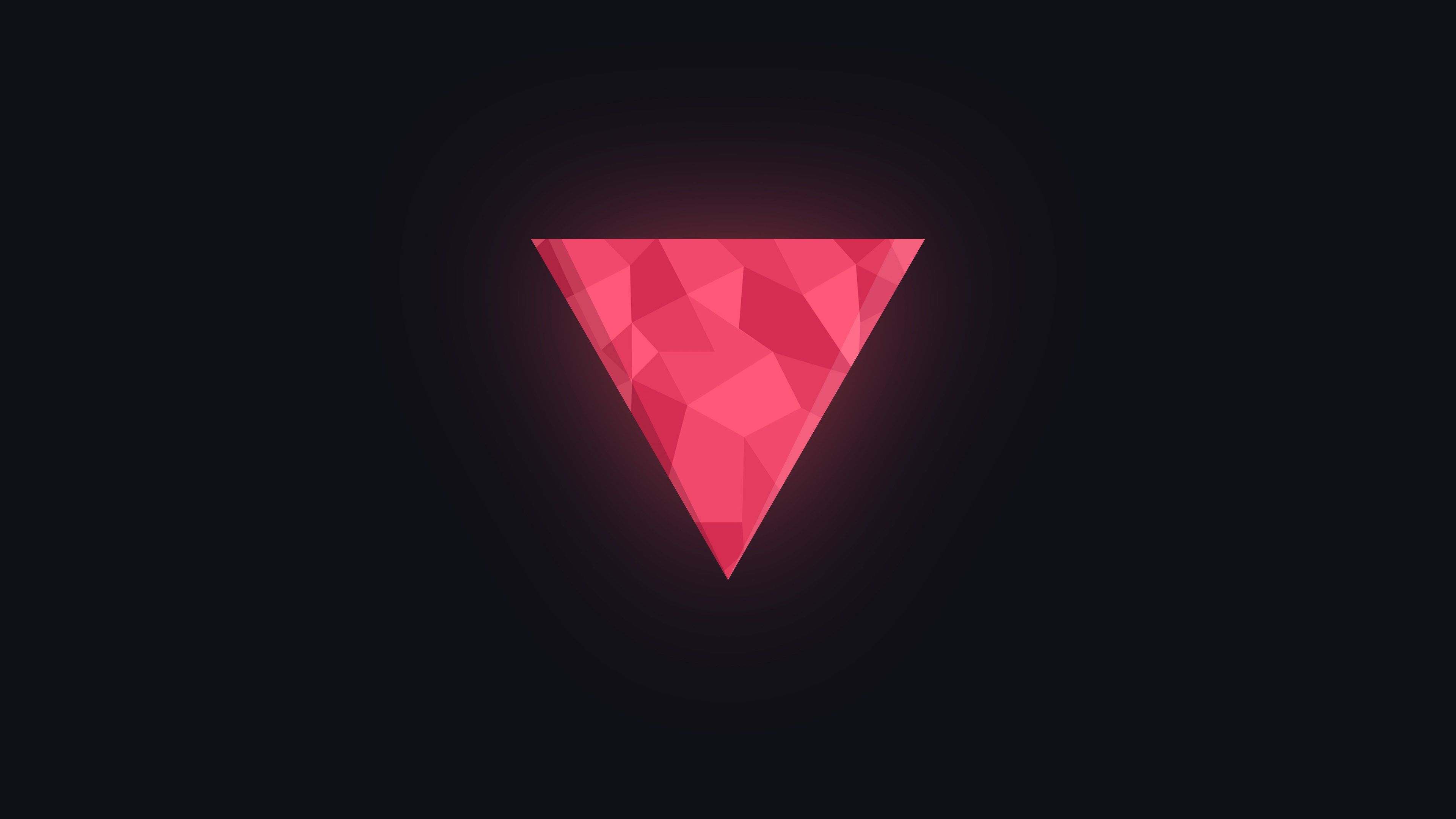 A pink triangle on a black background - Clean