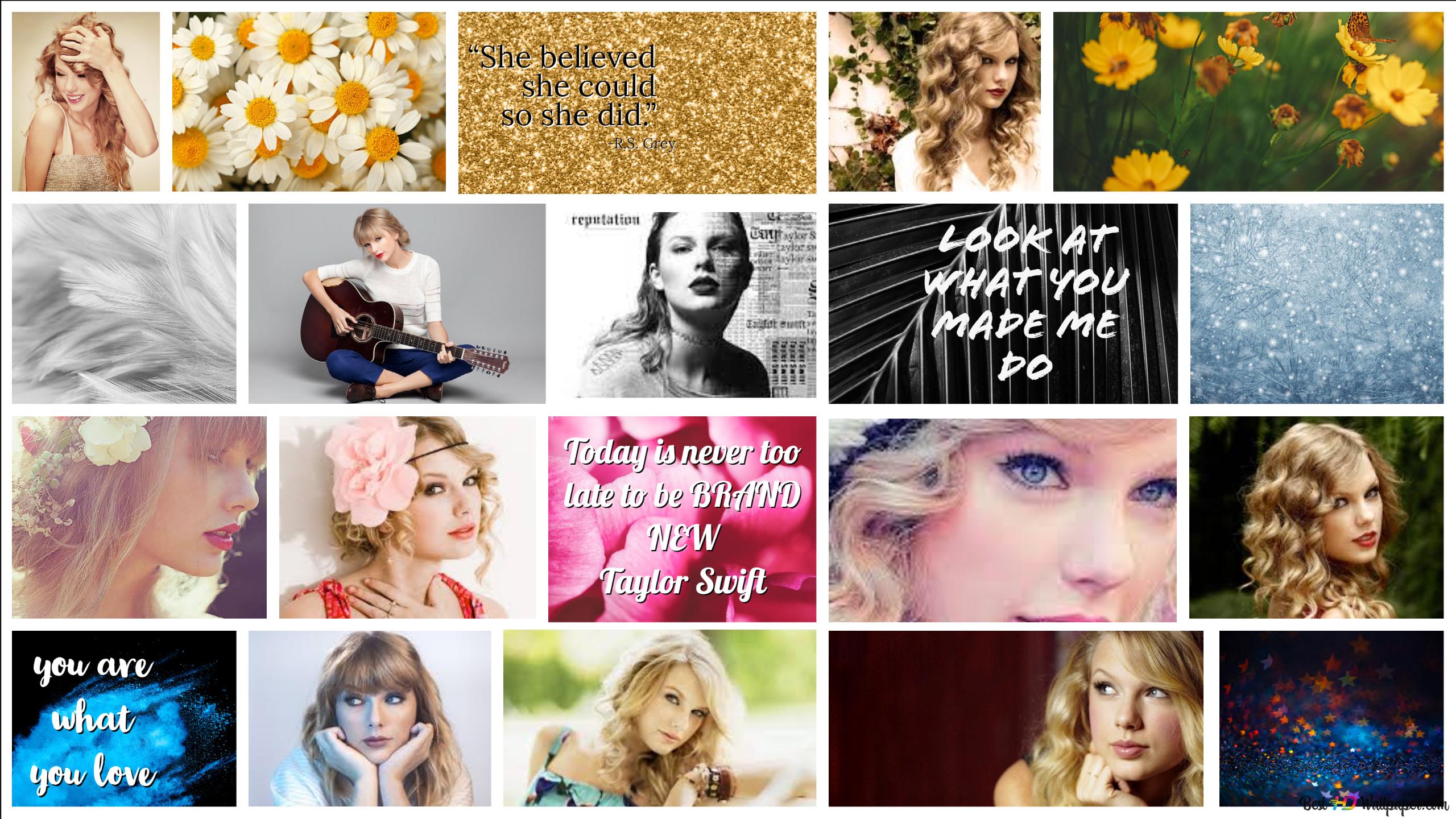Ttaylor swift aesthetic background collage and quotes 2K wallpaper download