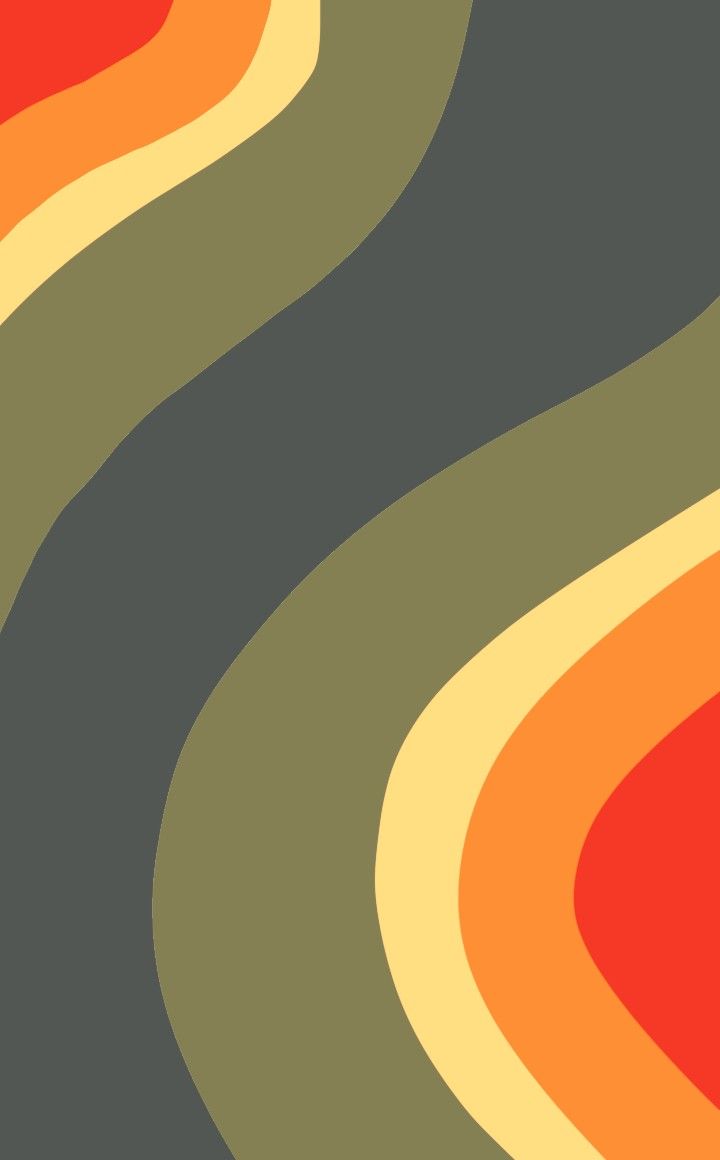 A wavy abstract pattern in red, yellow, green and grey. - 60s, 70s