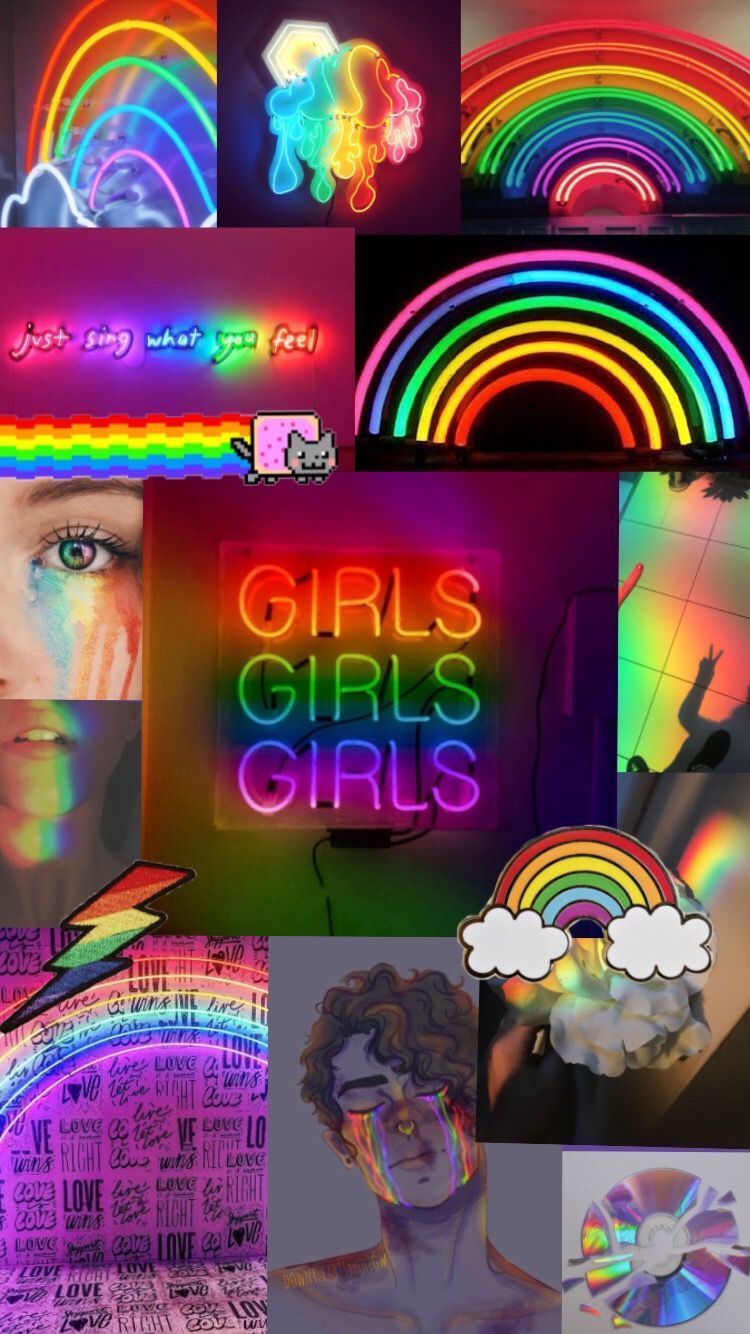 A collage of pictures with rainbow colors - Gay, LGBT, rainbows