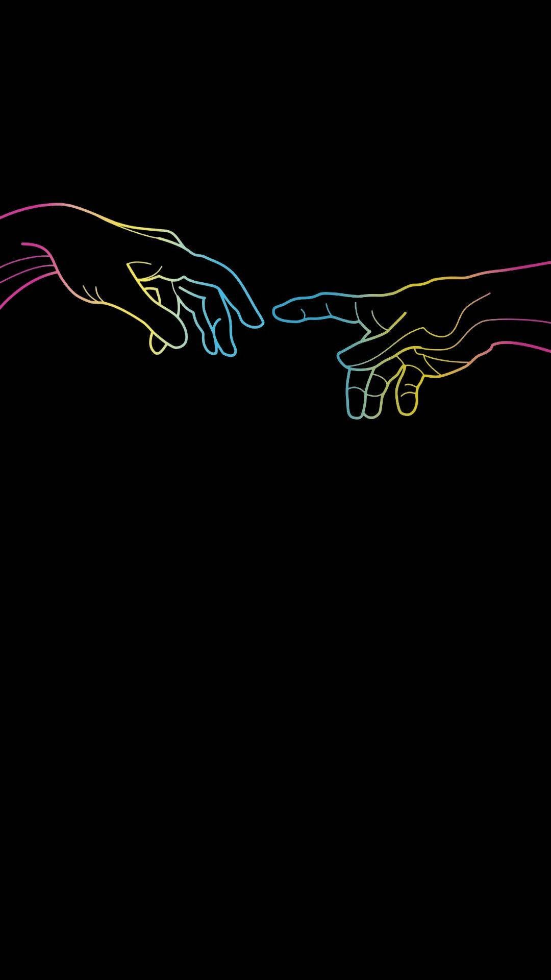 A hand reaching out to another one on black background - Gay, non binary