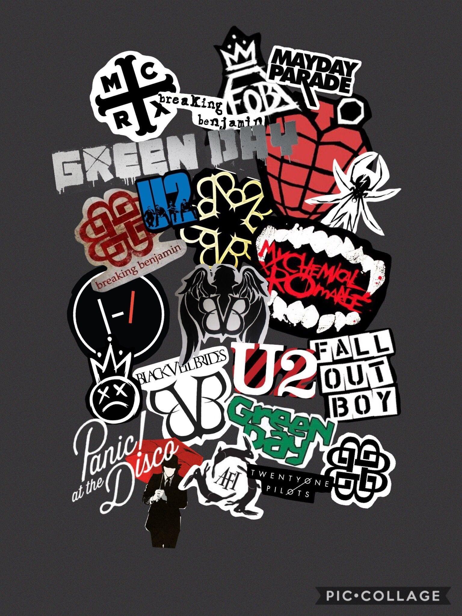 A large collection of stickers on the wall - 2000s, rock, punk
