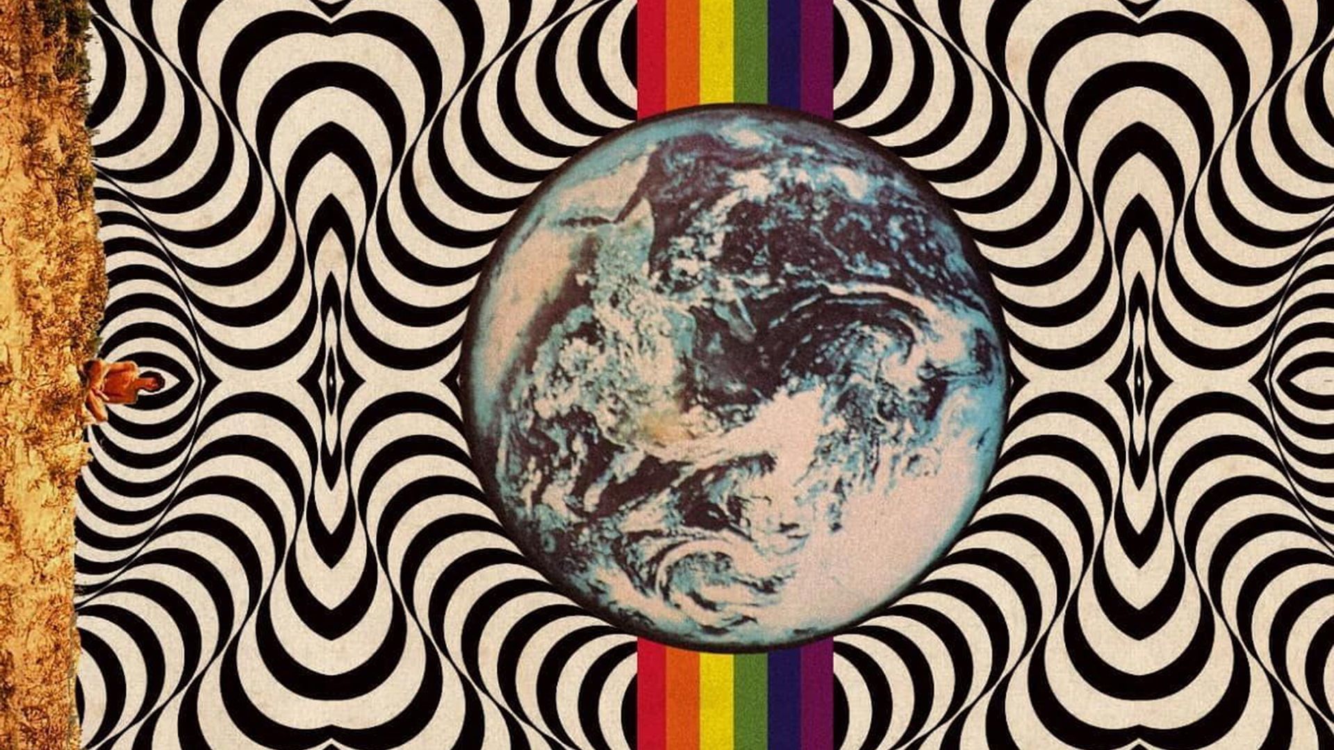 A poster with an image of the earth - 60s, psychedelic