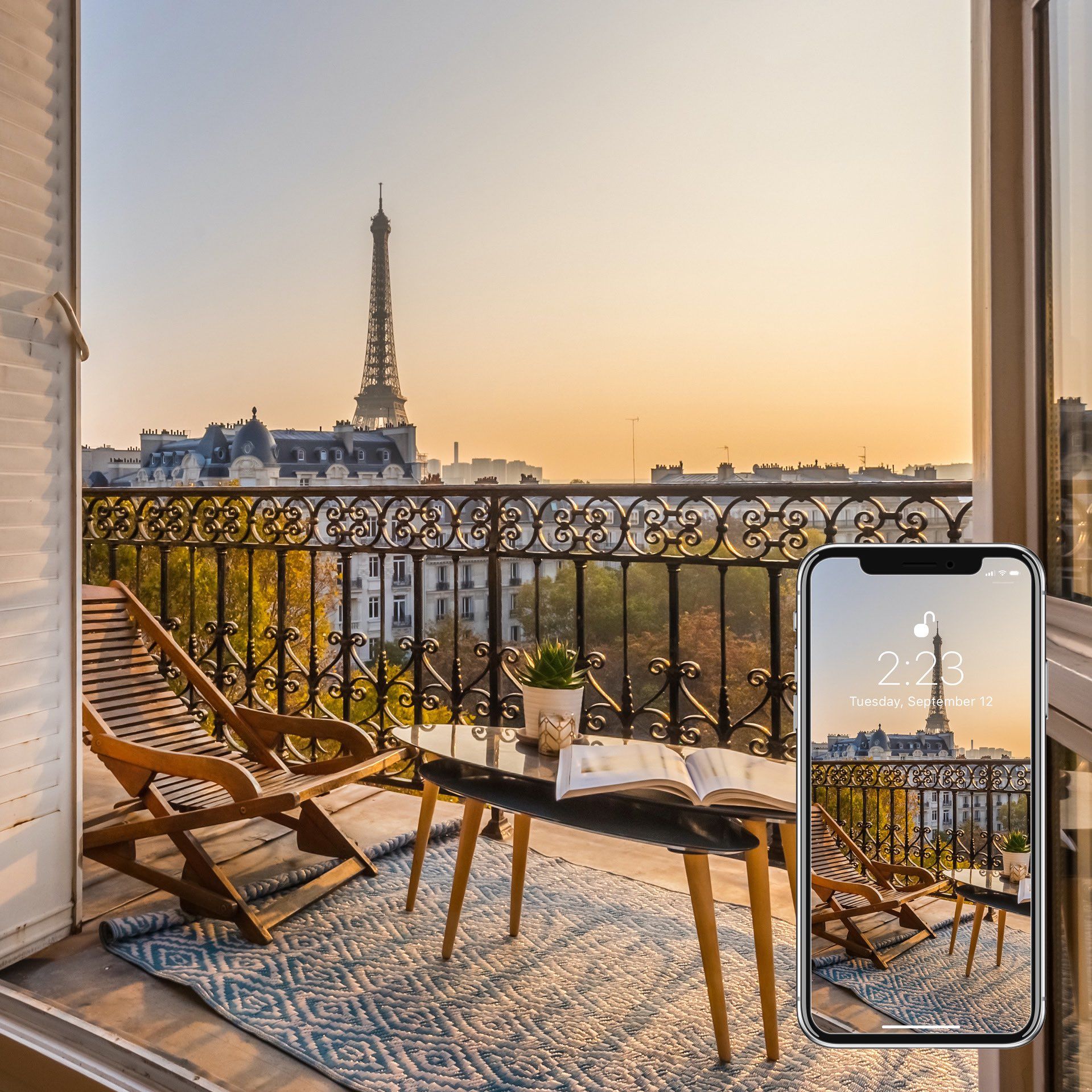 We want to share this Parisian sunset with you☀️ #wallpaper #screensaver #background #sfondi #papeisdeparede #papeisdeparedetumblr #wallpaperhd #wallpaperiphone #wallpaperandroid #holographic #abstract # aestheticwallpaper #paris