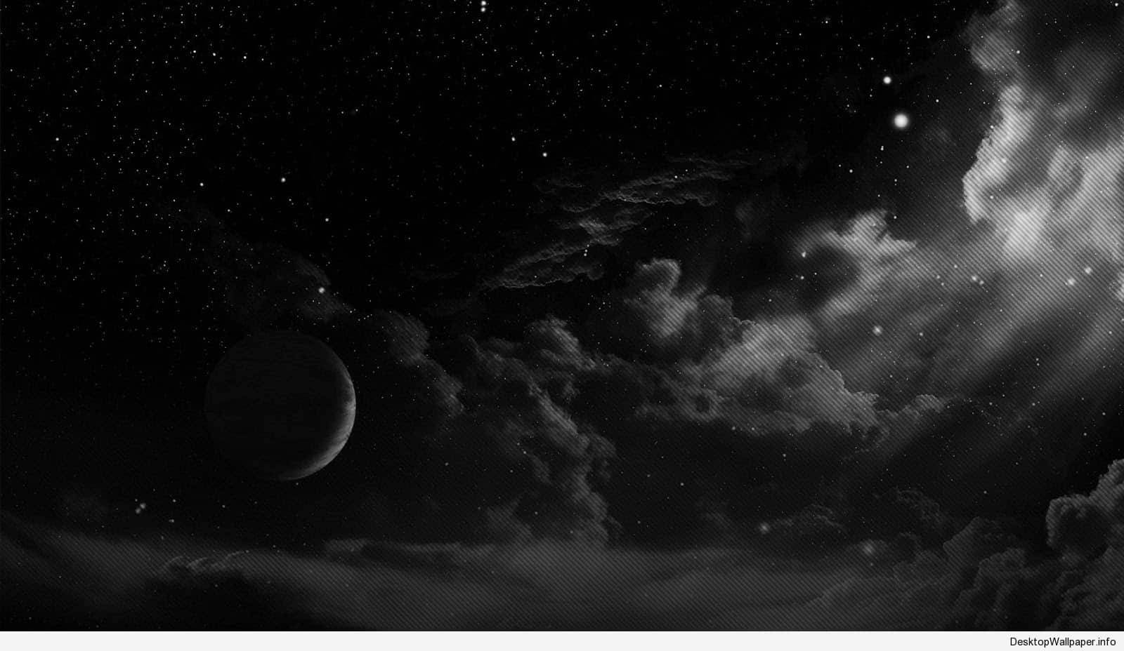 Black and white photo of a night sky with clouds - Computer, dark