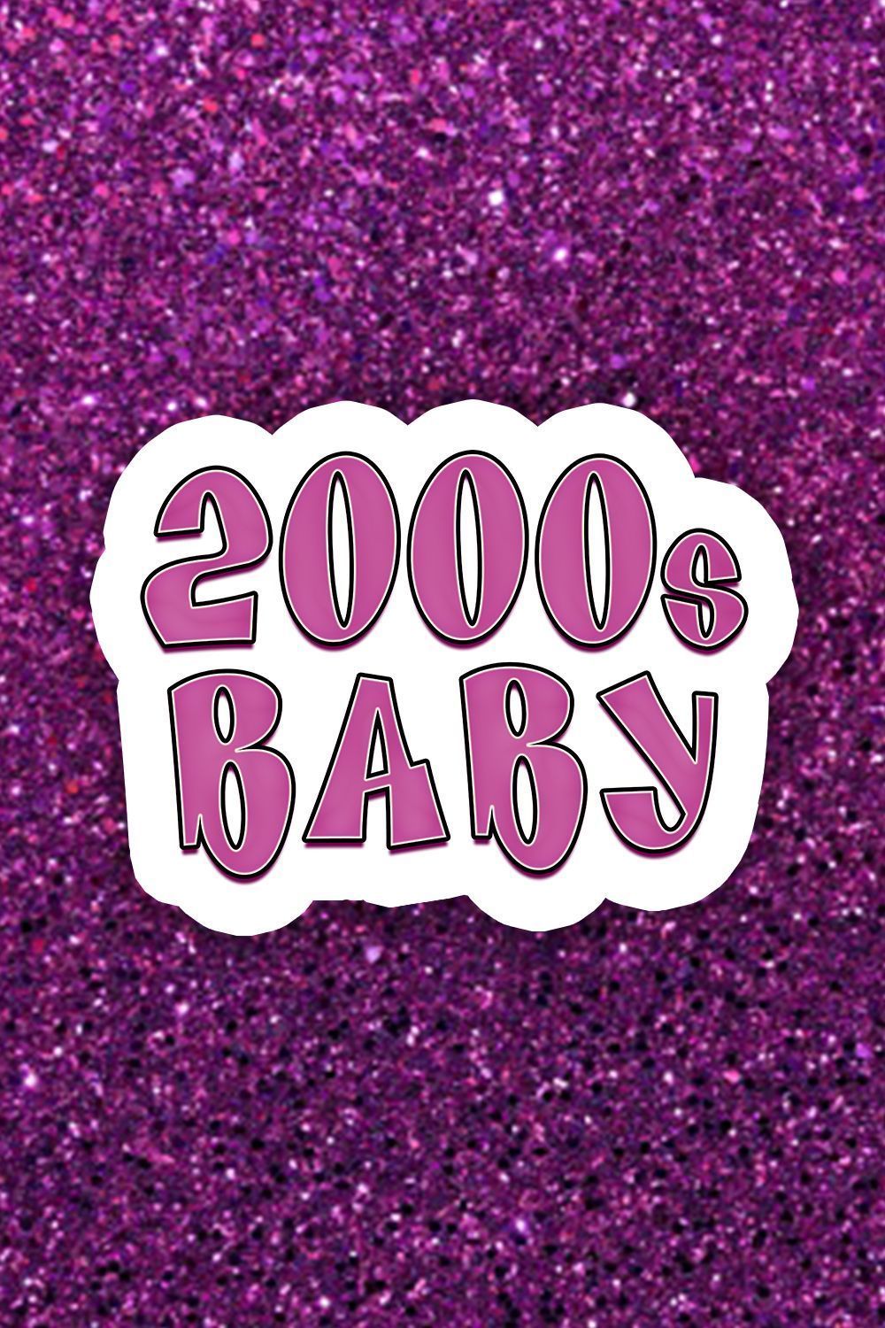 2000s baby sticker on a purple glitter background - 2000s