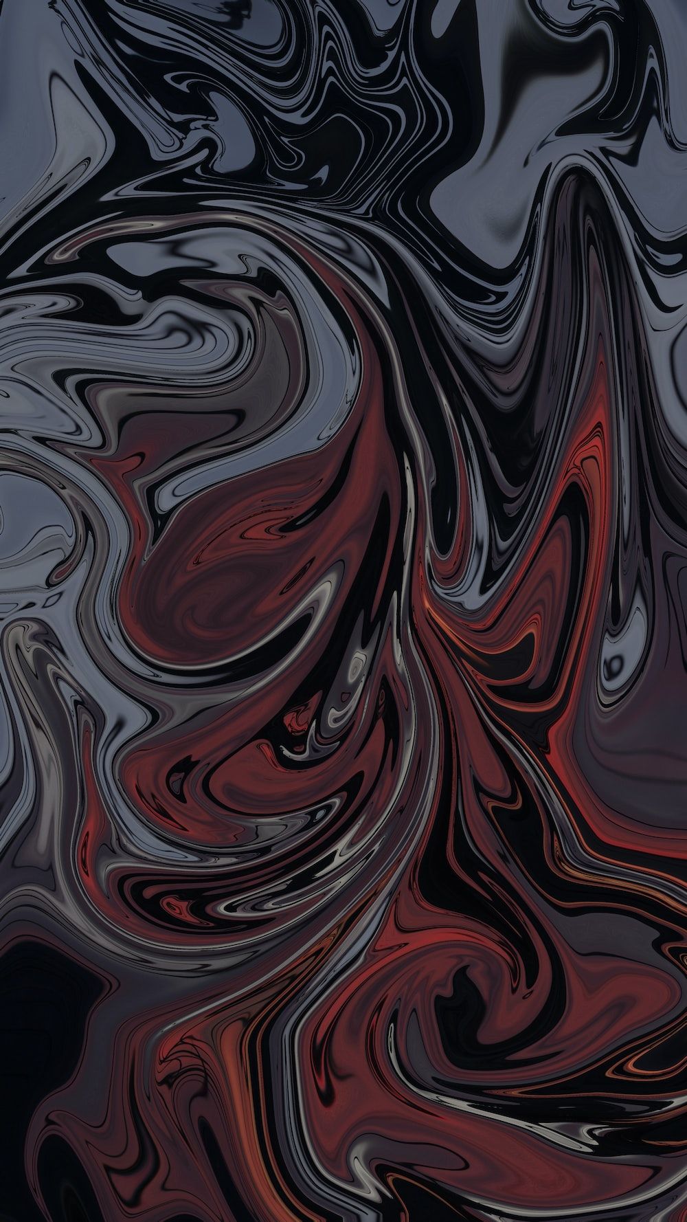 A black and red abstract painting - Gray, marble, red